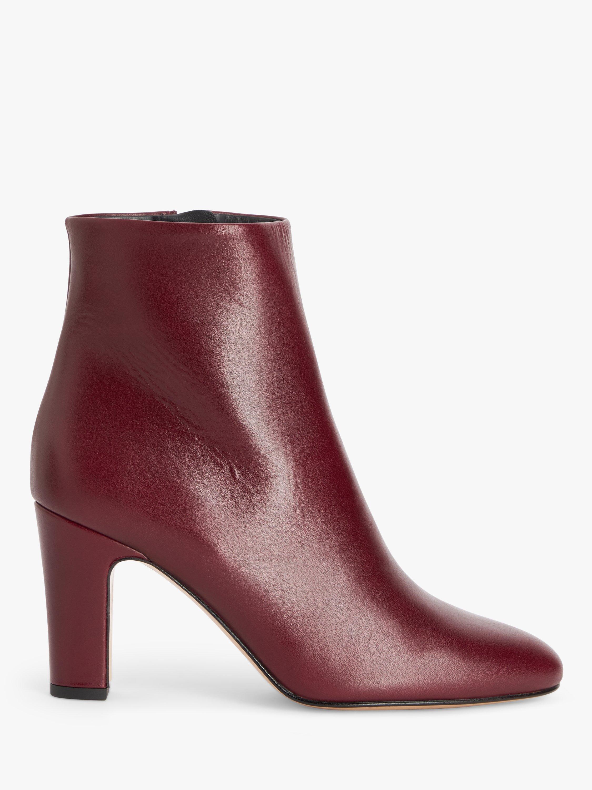 John Lewis Paddington Leather Dressy Ankle Boots, Burgundy