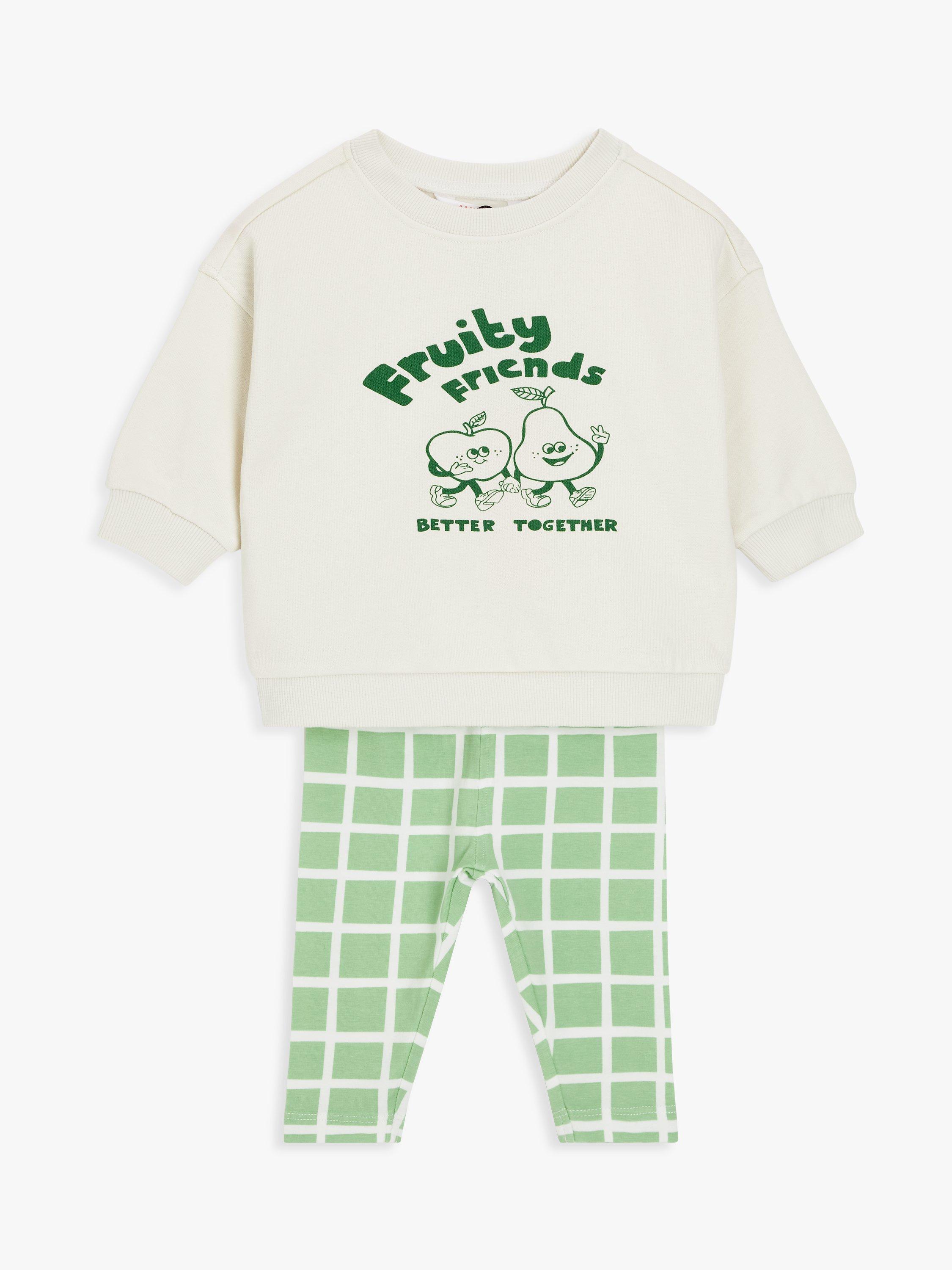John Lewis ANYDAY Baby Fruit Jumper & Legging Set, Green/White
