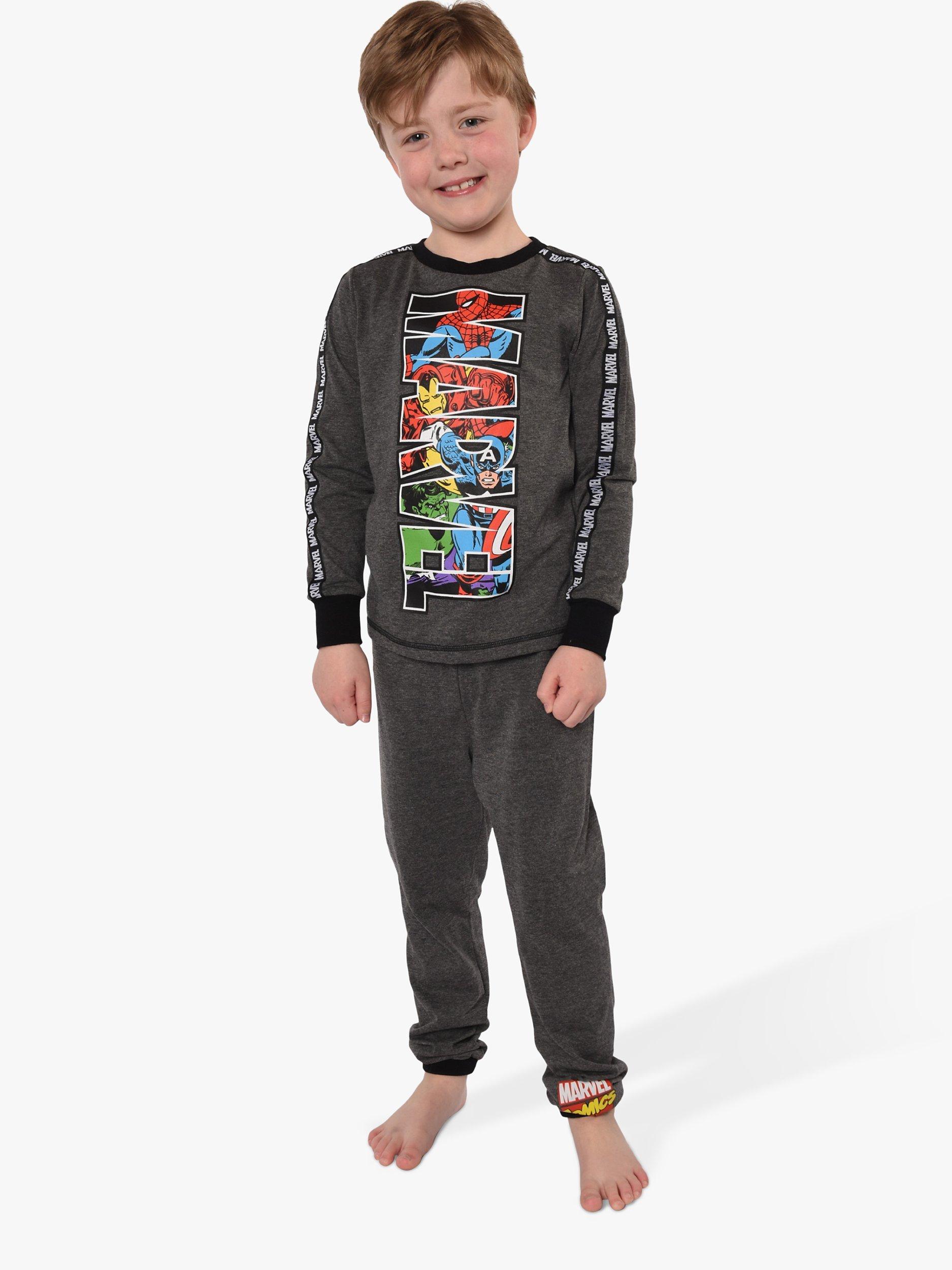 Product image 1 of 5, which shows Brand Threads Kids' Marvel Pyjama Set, Grey, 4-5 years