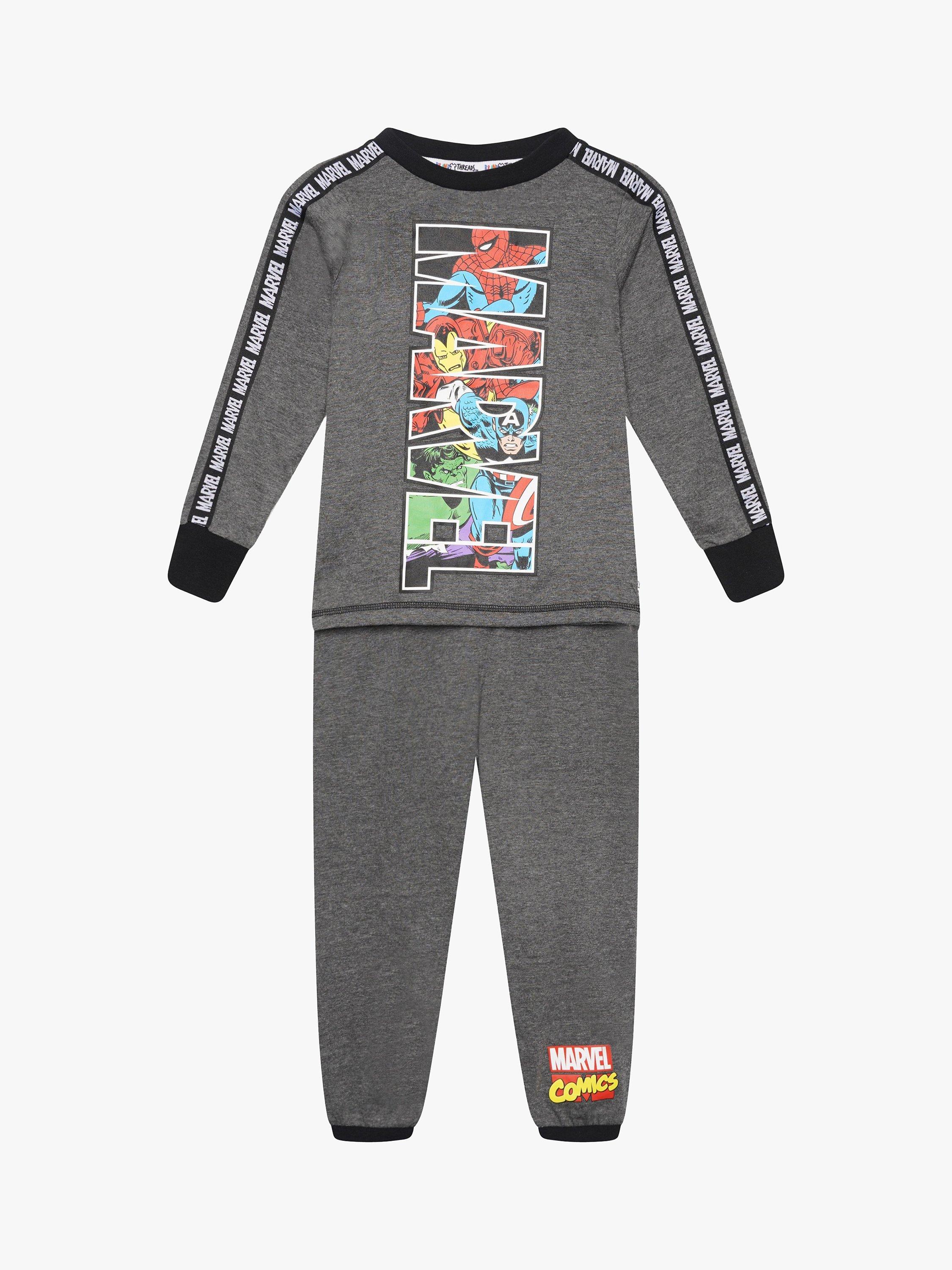 Product image 2 of 5, which shows Brand Threads Kids' Marvel Pyjama Set, Grey, 4-5 years