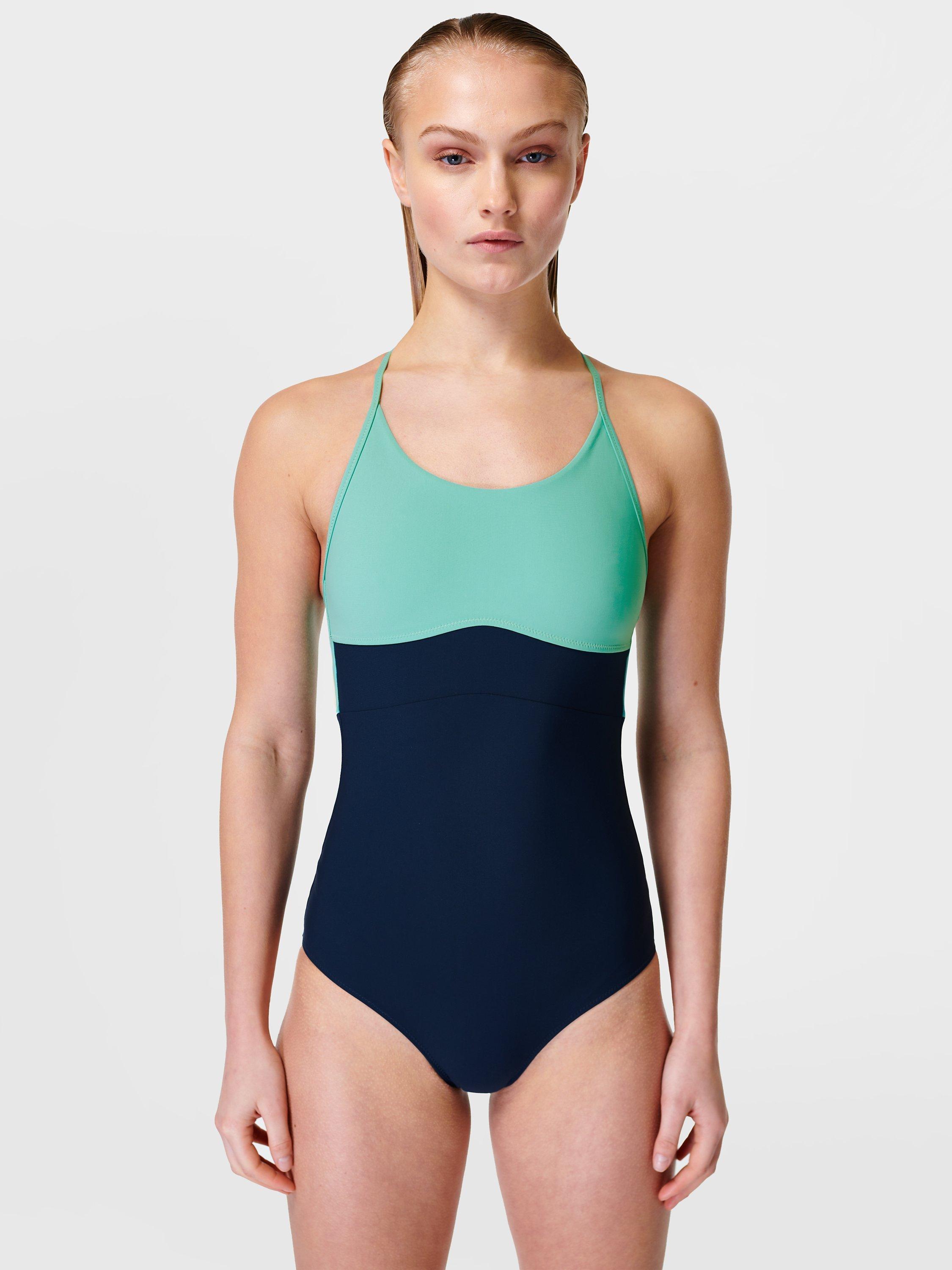 Sweaty Betty Aqua Xtra Life Performance Swimsuit, Green Colour Block