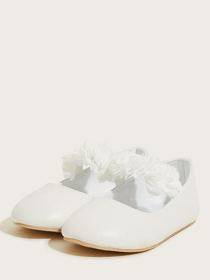Monsoon Baby Shimmer Corsage Walker Shoes, Ivory - view 2, Ivory