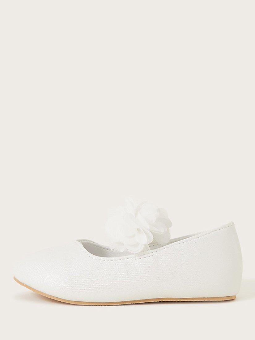 Product image 2 of 3, which shows Monsoon Baby Corsage Walker Shoes, Ivory, C3