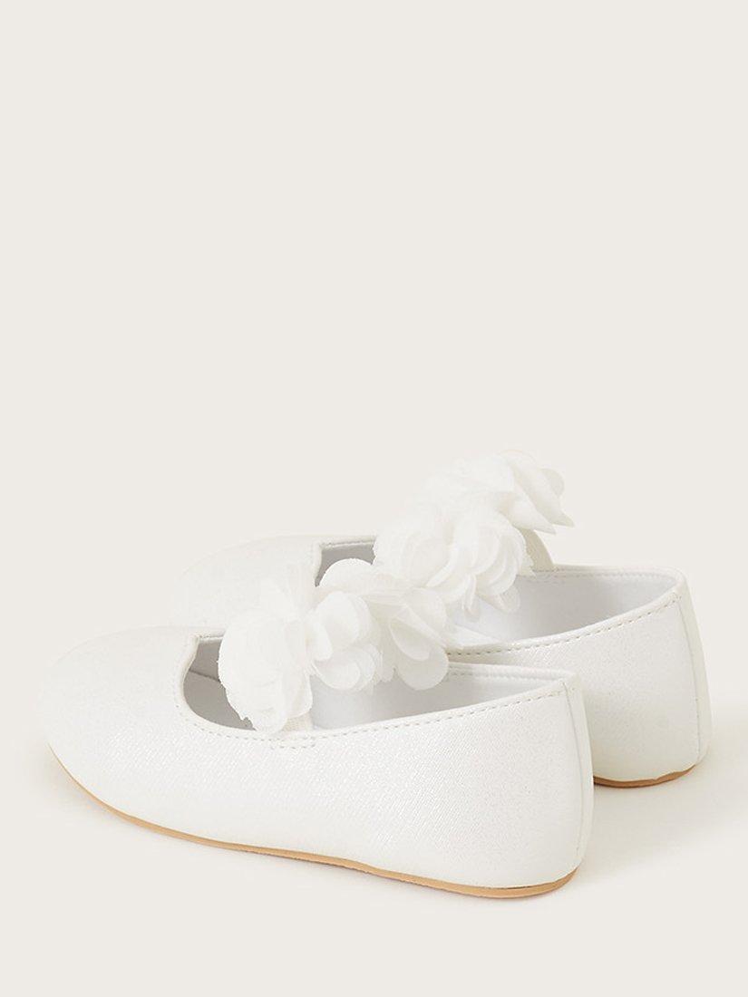 Product image 3 of 3, which shows Monsoon Baby Corsage Walker Shoes, Ivory, C3