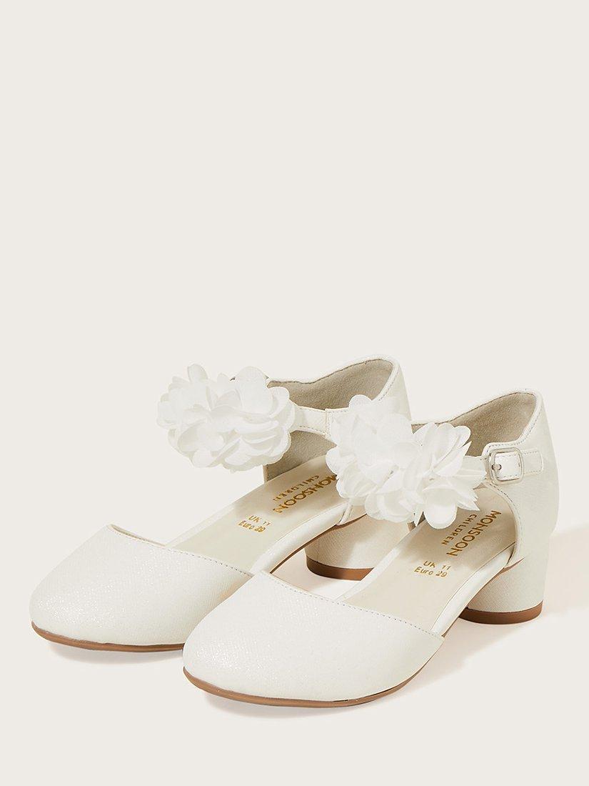 Monsoon Kids' Corsage Two Part Heel Shoes, Ivory, A4