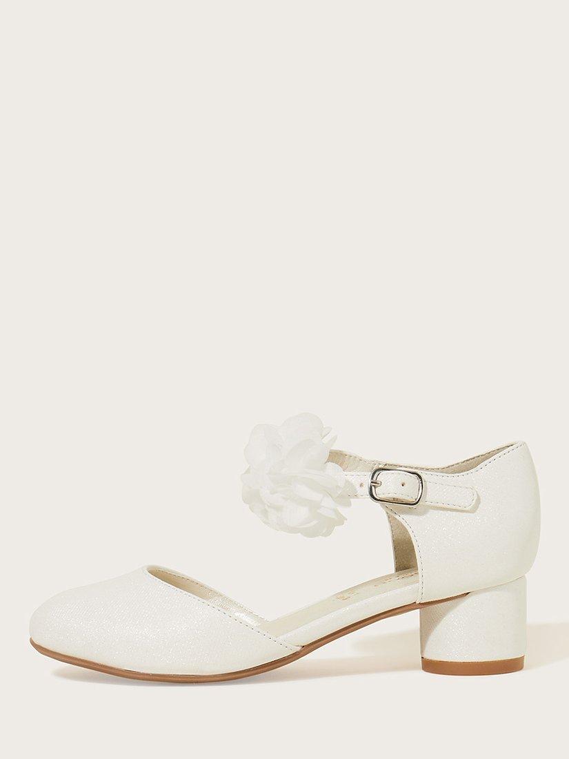 Monsoon Kids' Corsage Two Part Heel Shoes, Ivory, A4