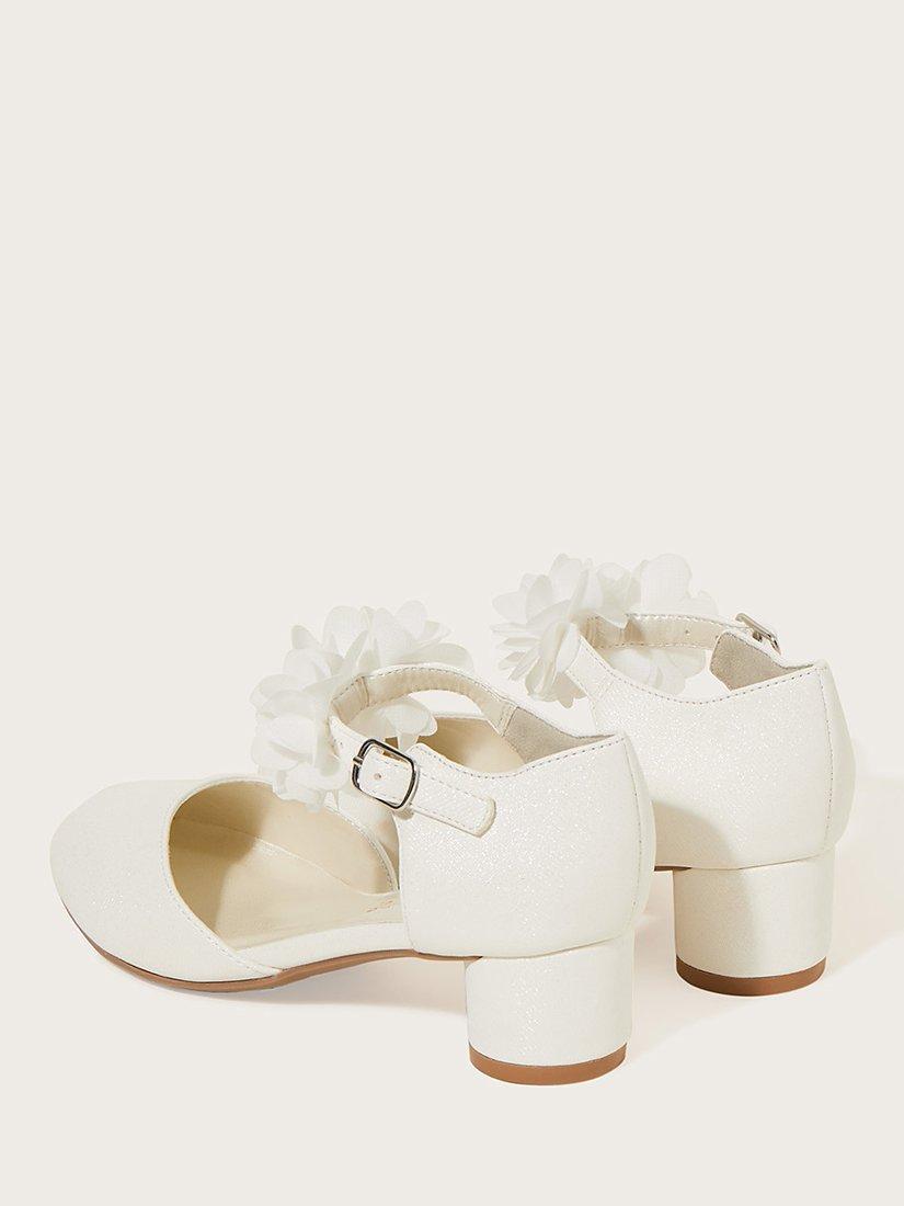 Monsoon Kids' Corsage Two Part Heel Shoes, Ivory, A4