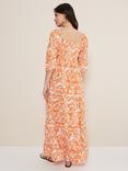 Phase Eight Damyana Floral Print Midi Dress, Orange/White