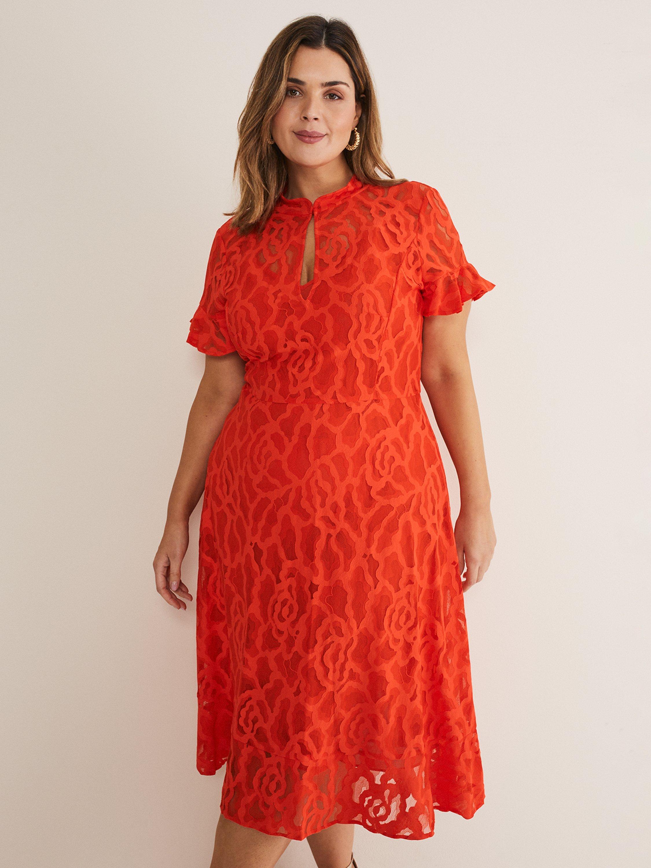Product image 9 of 9, which shows Phase Eight Lulu Lace Dress, Fire, 18