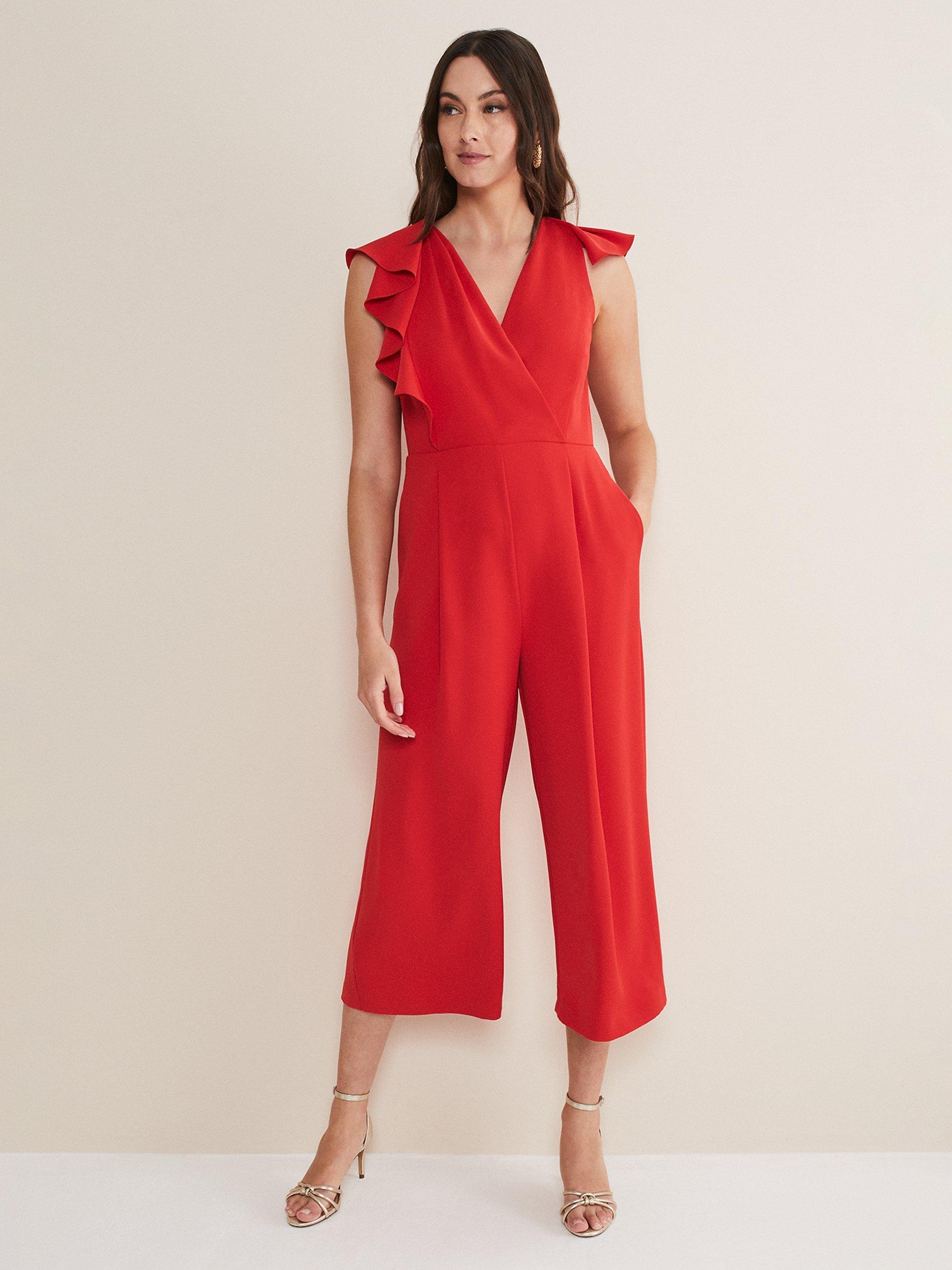 Phase Eight NIcky Ruffle Jumpsuit, Red