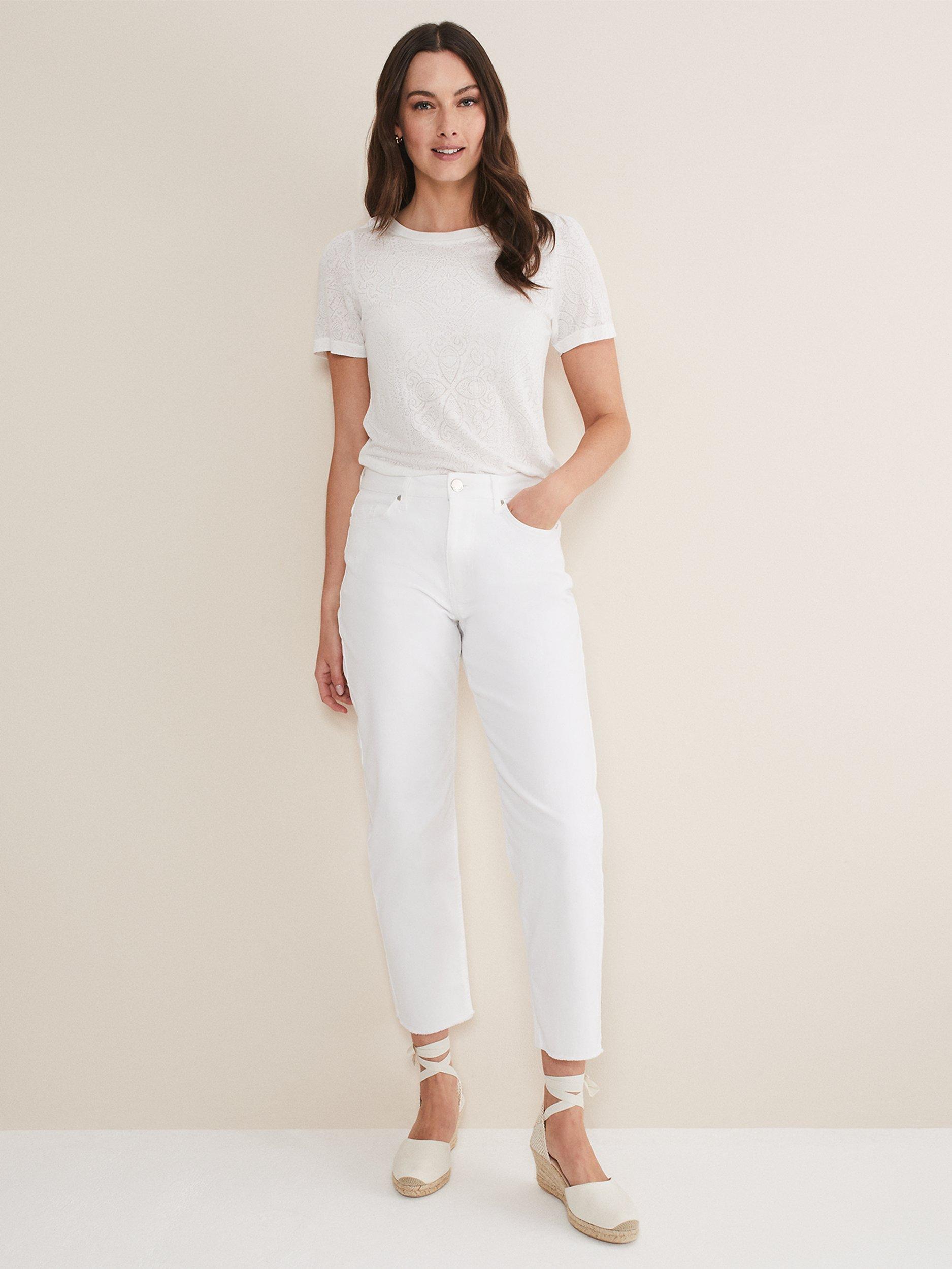 Product image 3 of 7, which shows Phase Eight Kinsley Floral T-Shirt, White, 12
