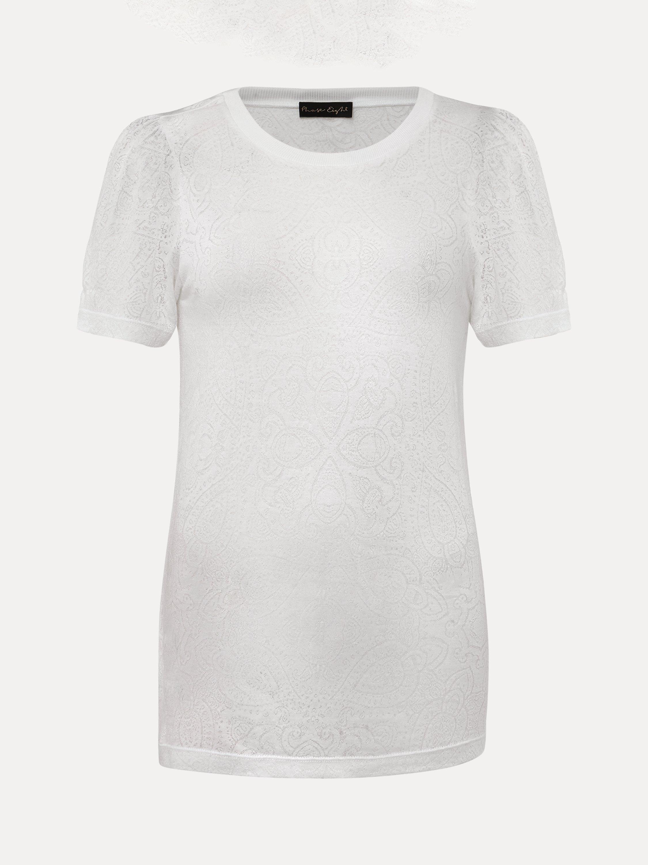 Product image 5 of 7, which shows Phase Eight Kinsley Floral T-Shirt, White, 12