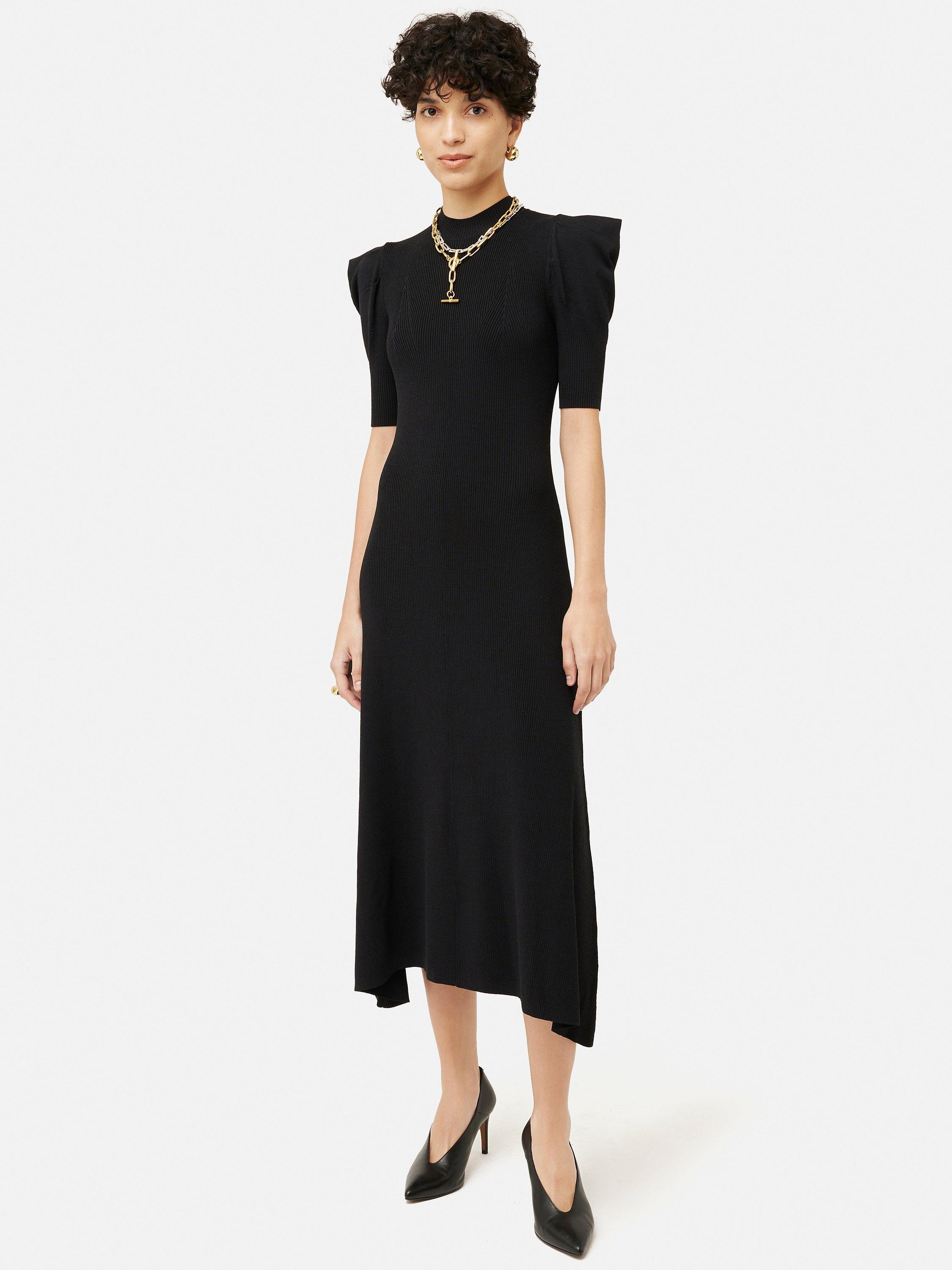 Jigsaw Puff Sleeve Knitted Dress, Black