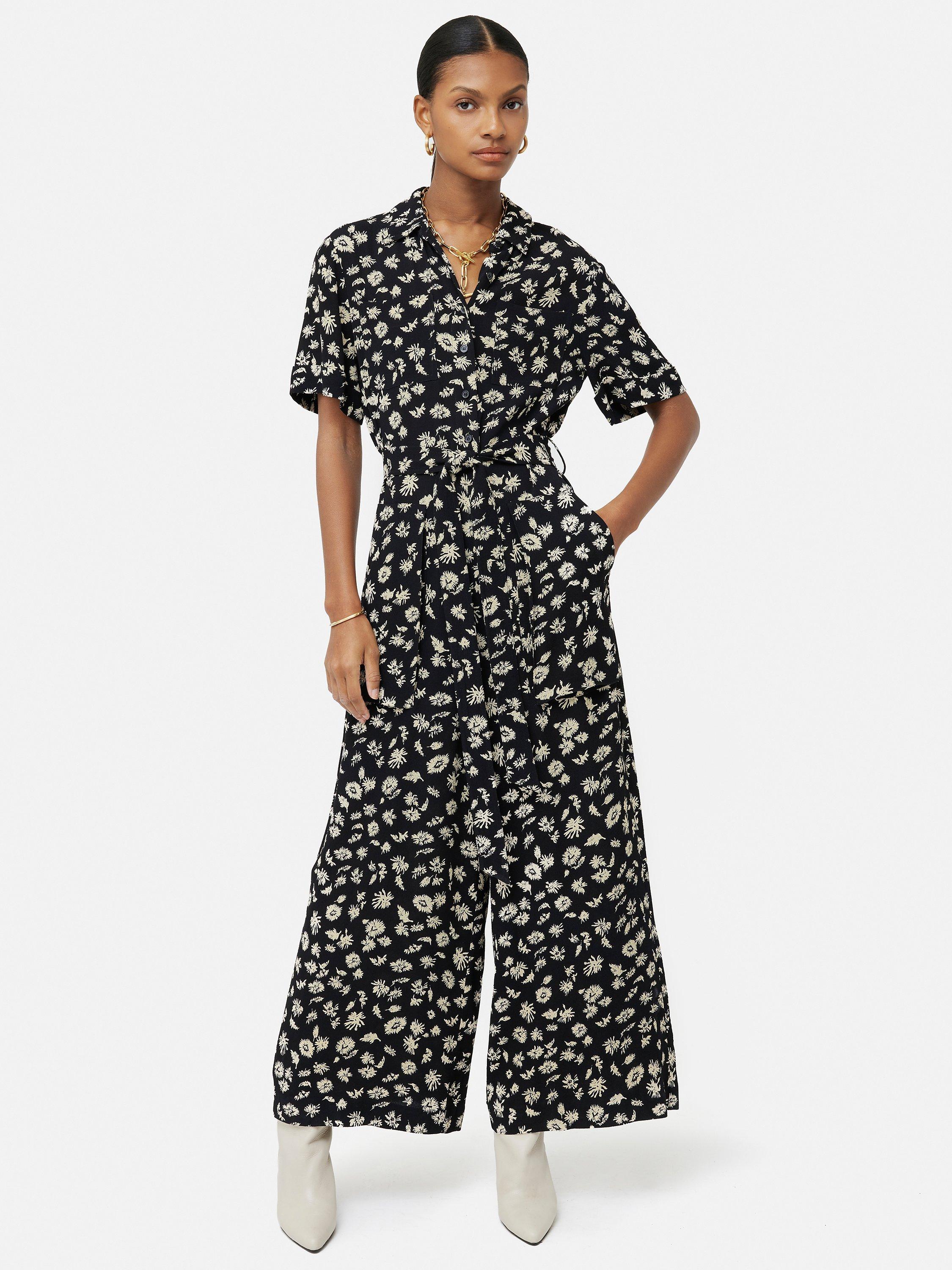 Jigsaw Aster Floral Jumpsuit, Black