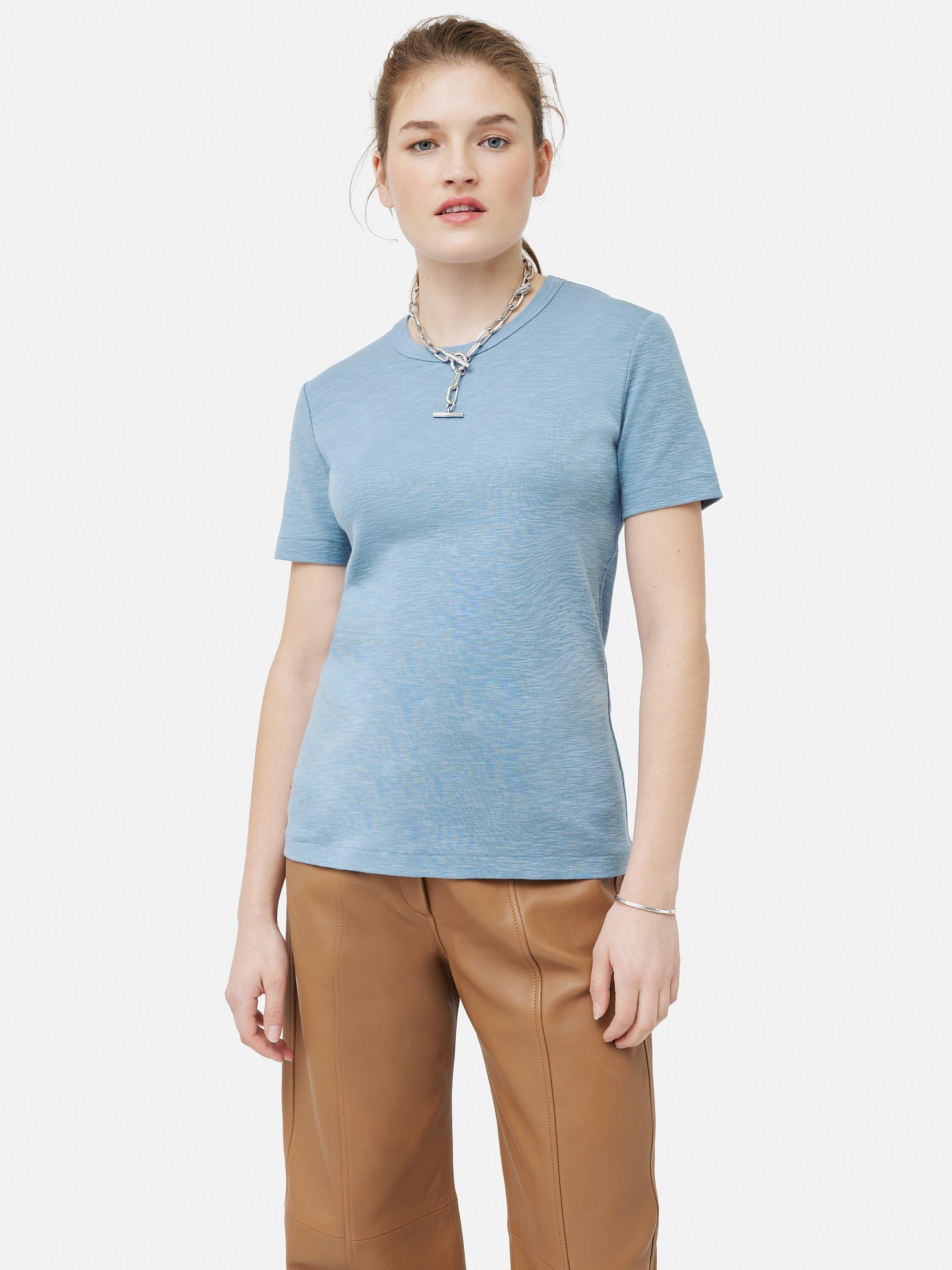 Jigsaw Cotton Luxe Short Sleeve T-Shirt, Suit Blue
