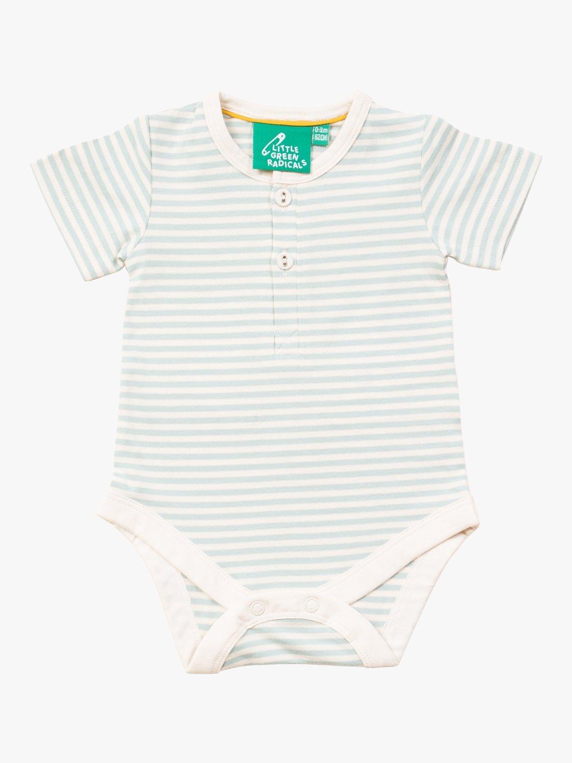 Little Green Radicals Baby Organic Cotton Short Sleeve Bodysuit, Powder Blue