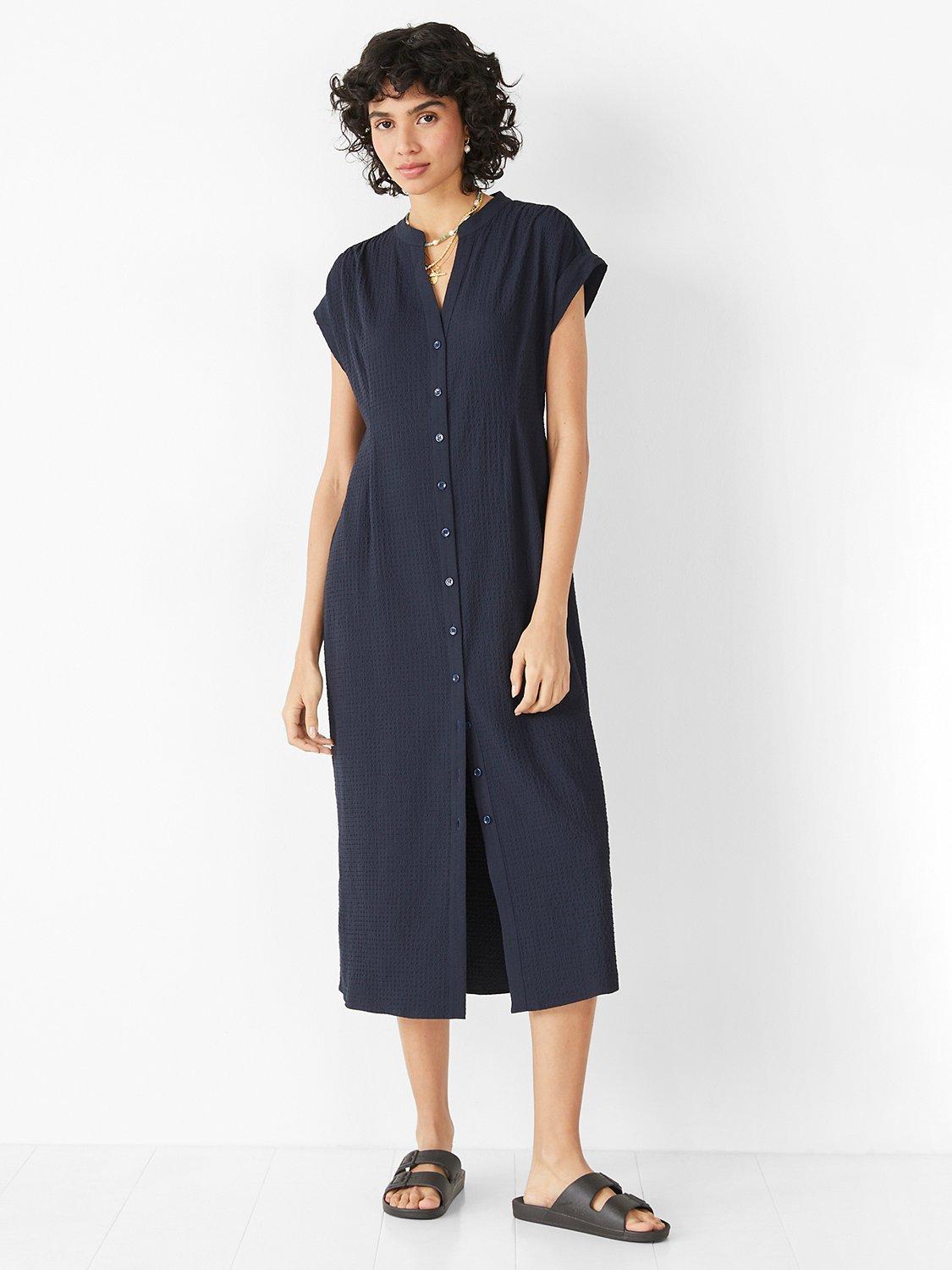 HUSH Posy Textured Midi Dress, Midnight