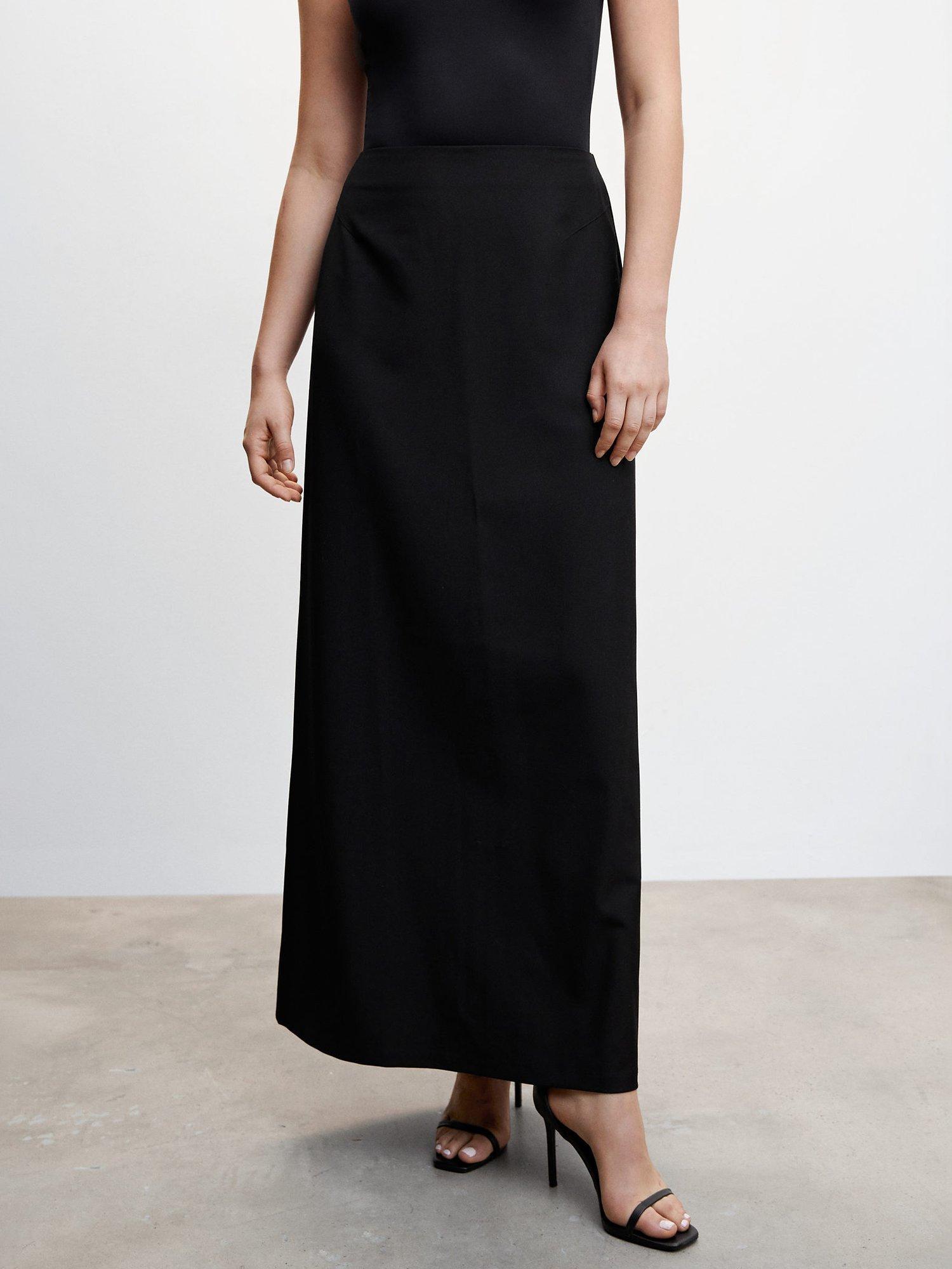 Mango Karibi Flowy A-Line Skirt, Black