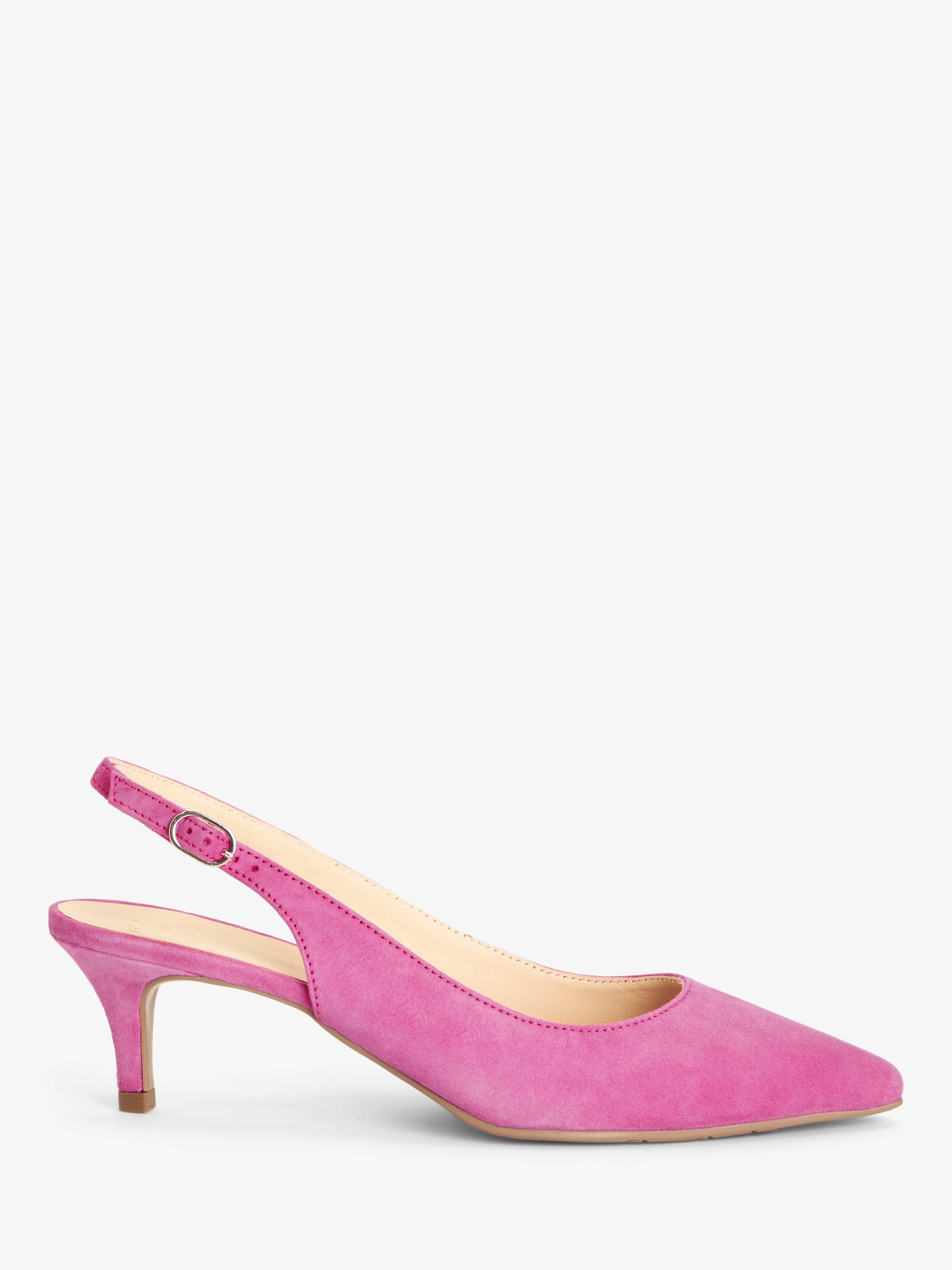 Product image 1 of 5, which shows John Lewis Greece Kitten Heel Slingback Court Shoes, Pink Suede, 3