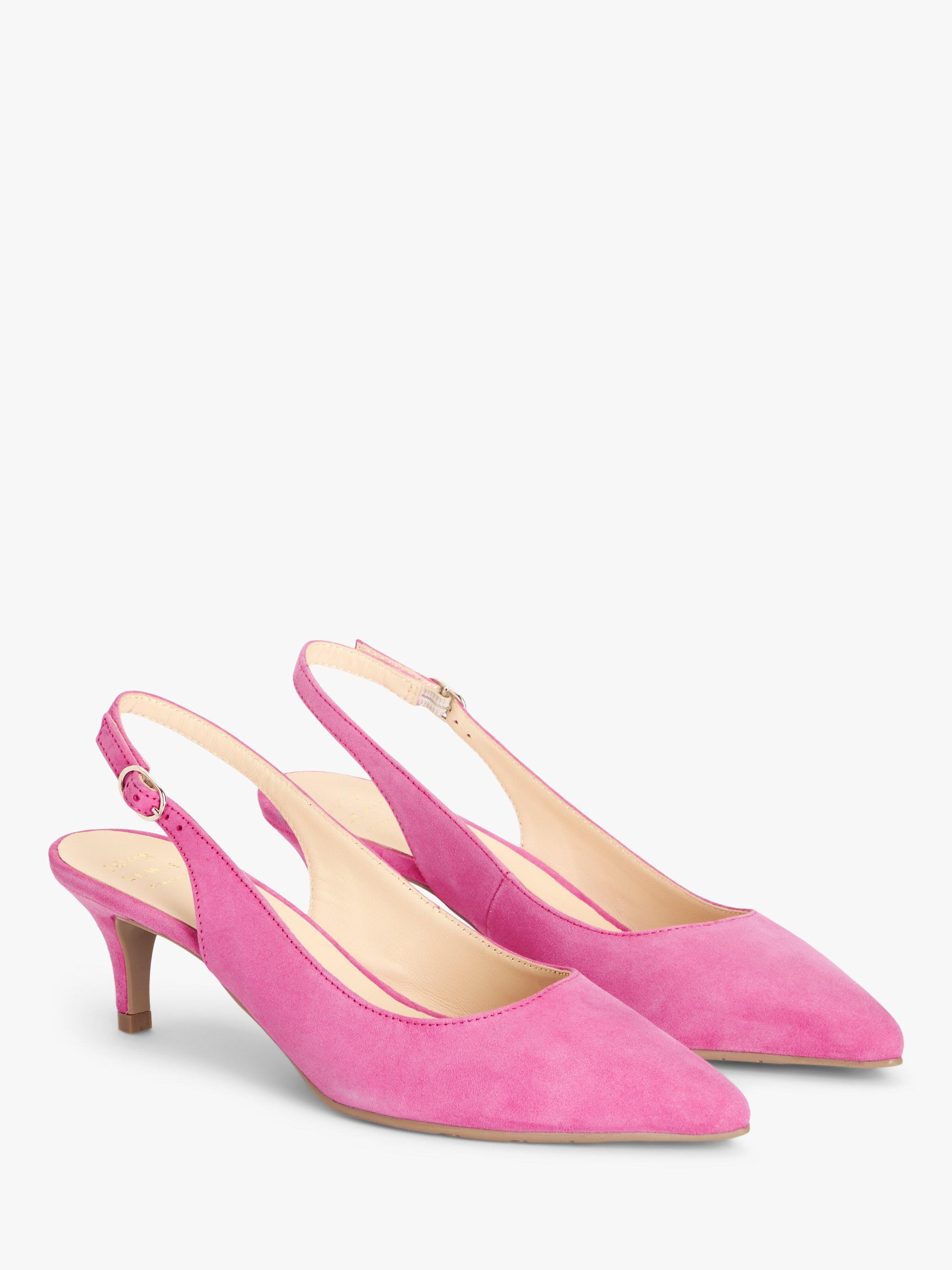 Product image 3 of 5, which shows John Lewis Greece Kitten Heel Slingback Court Shoes, Pink Suede, 3