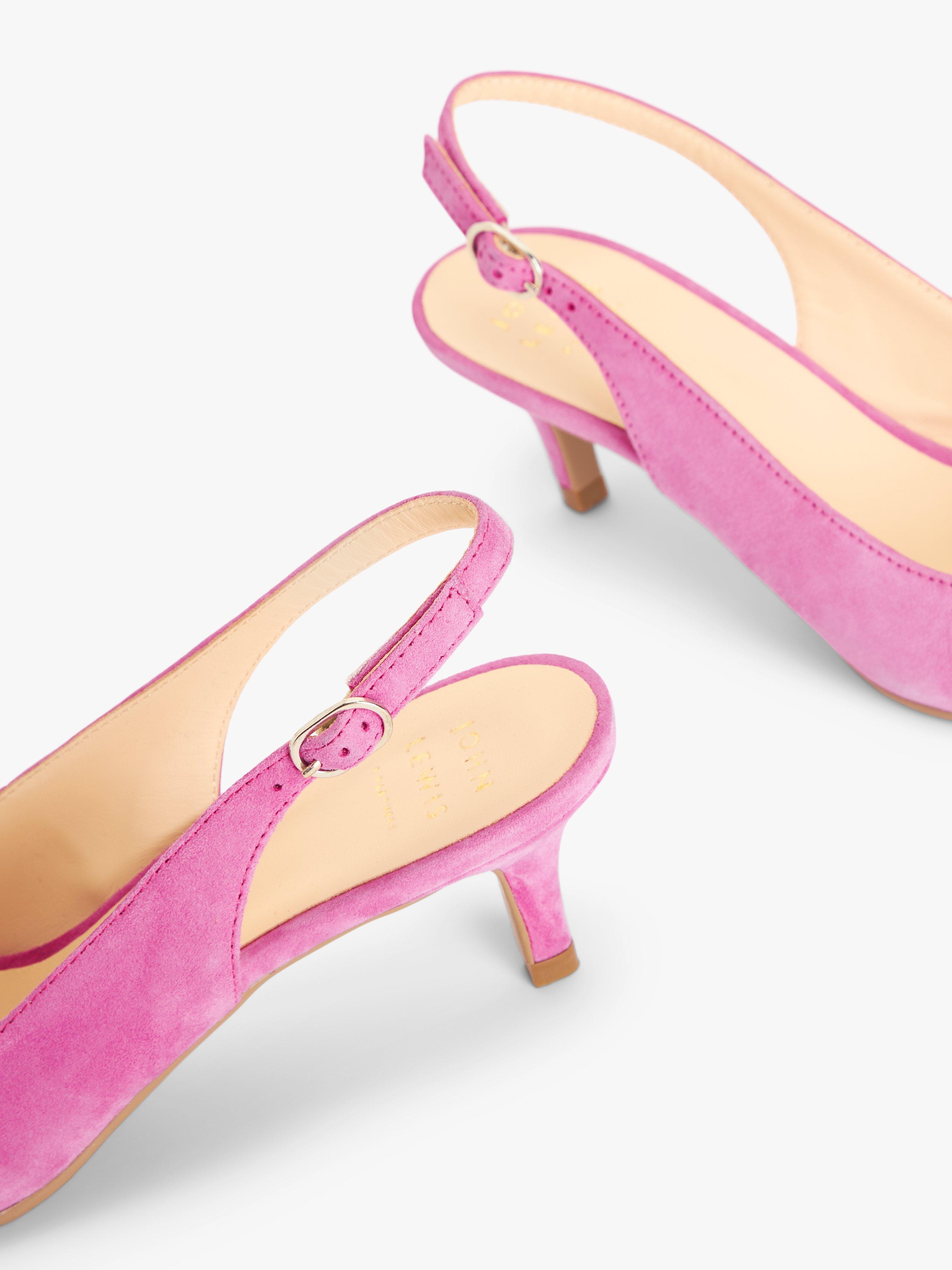Product image 4 of 5, which shows John Lewis Greece Kitten Heel Slingback Court Shoes, Pink Suede, 3