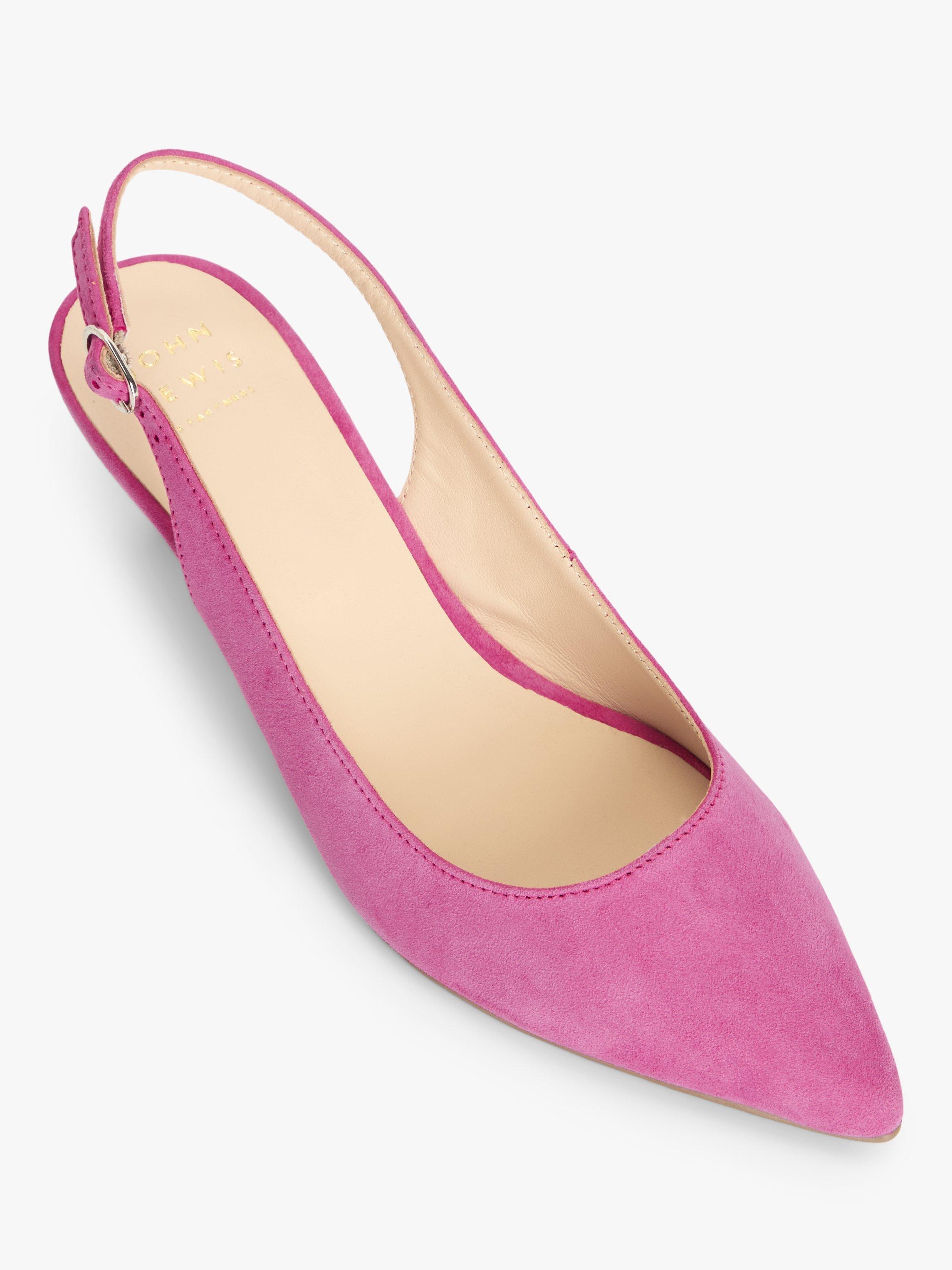 Product image 5 of 5, which shows John Lewis Greece Kitten Heel Slingback Court Shoes, Pink Suede, 3