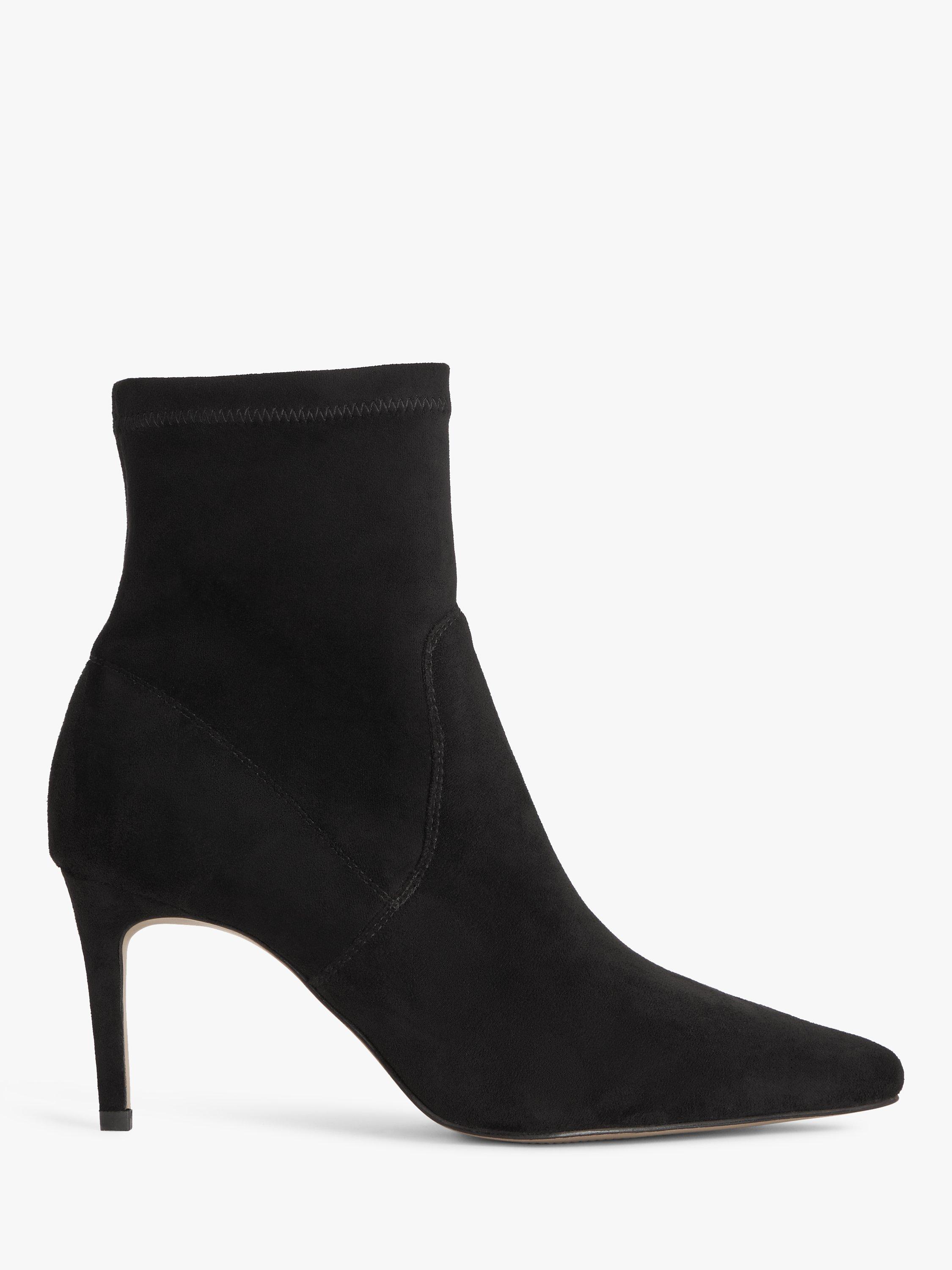 John Lewis Olivia Microfibre Stretch Stiletto Heel Ankle Boots Blck Sttch Mf Sud