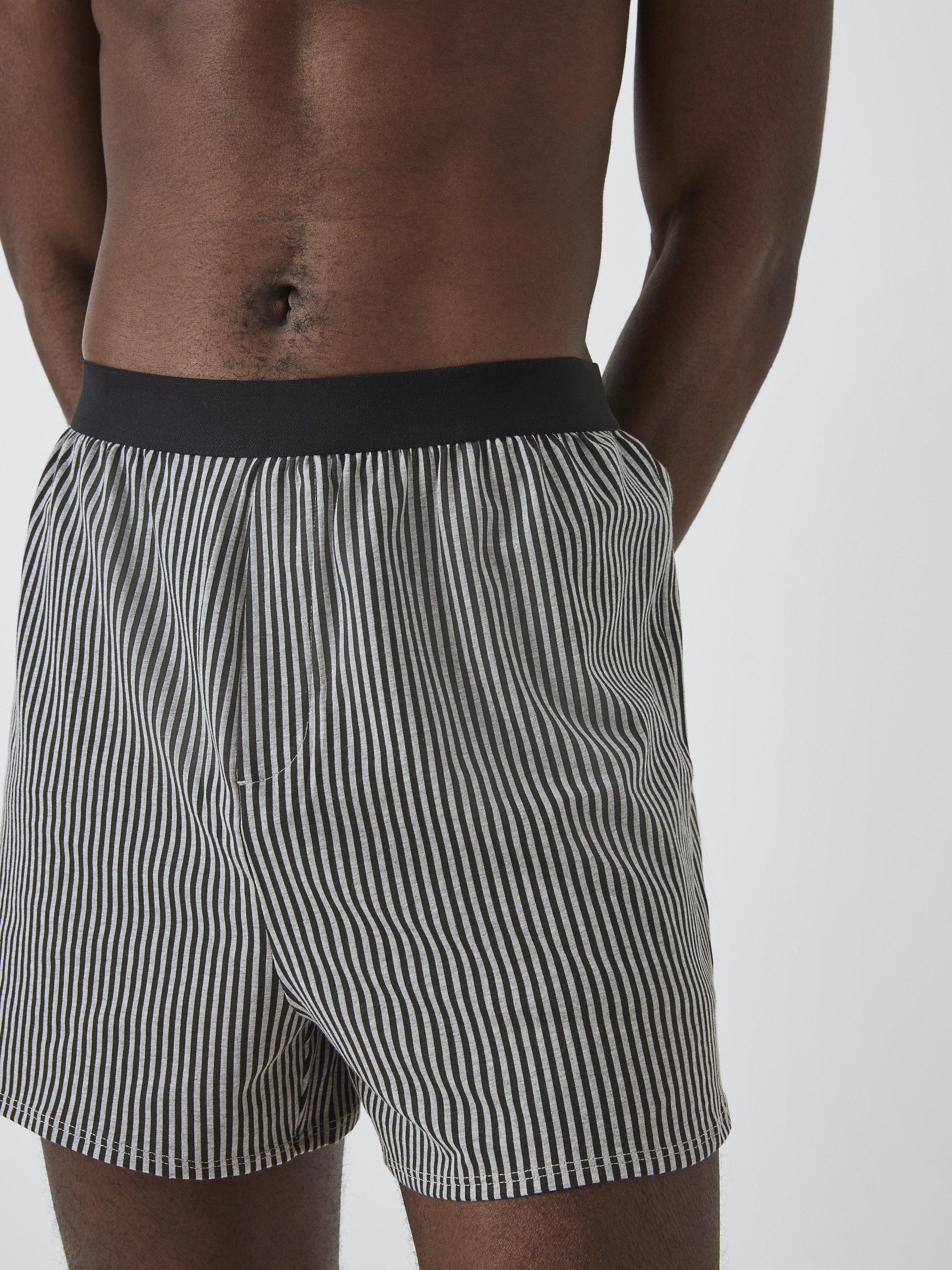 Product image 4 of 4, which shows John Lewis ANYDAY Stretch Cotton Jersey Boxers, Pack of 3, Black/Grey, S