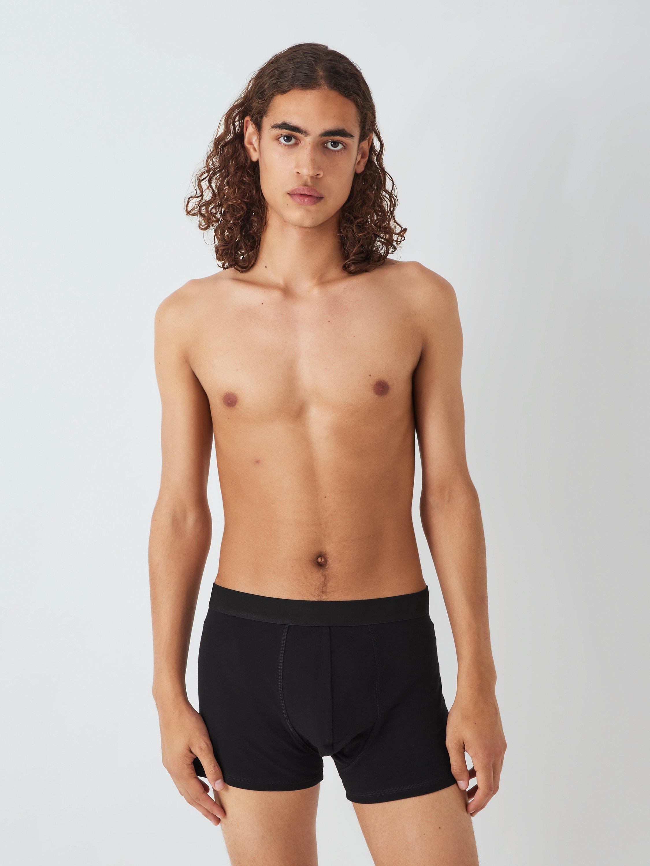 Product image 2 of 4, which shows John Lewis ANYDAY Stretch Cotton Trunks, Pack of 5, Black/Grey, M