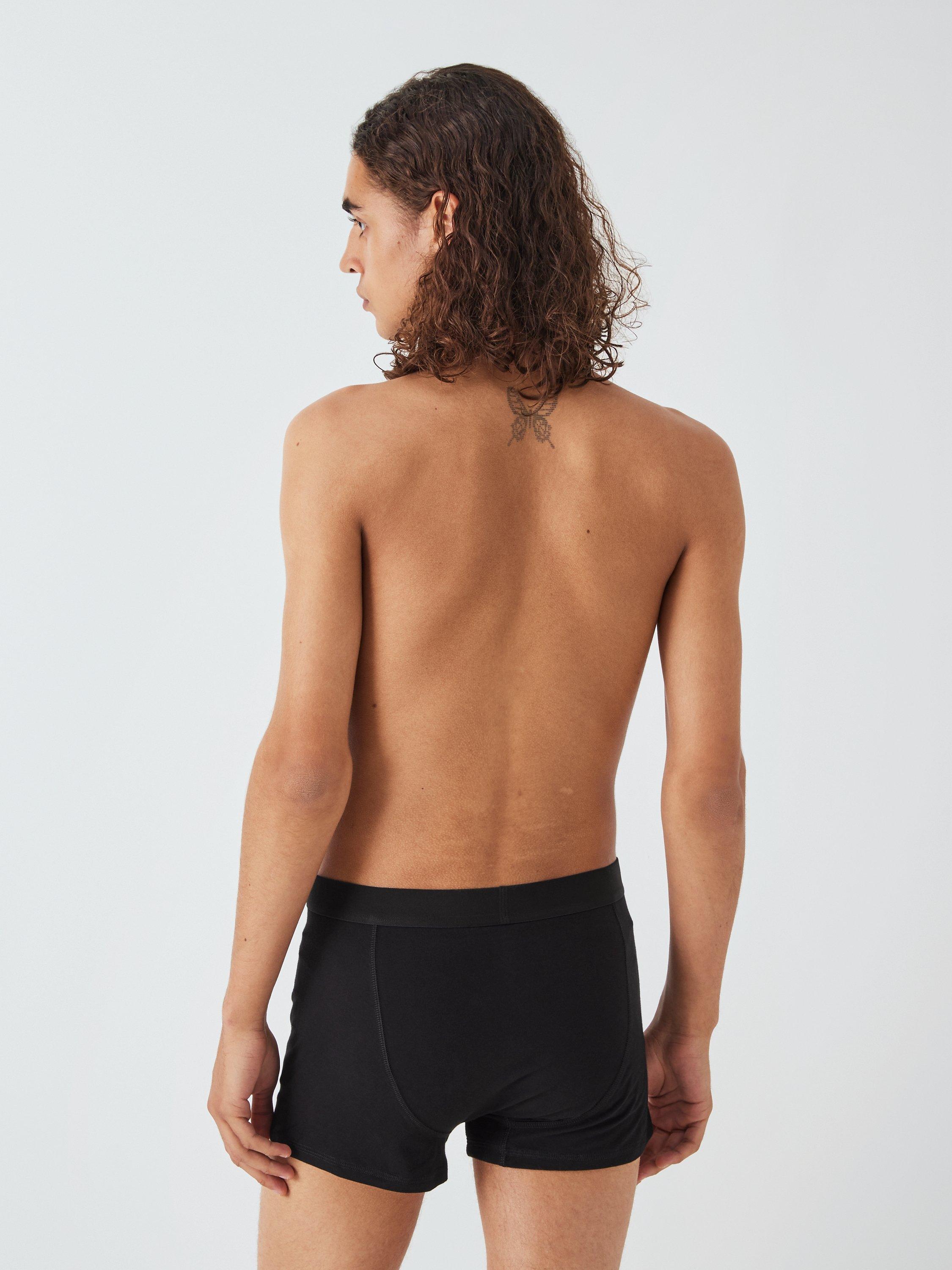 Product image 3 of 4, which shows John Lewis ANYDAY Stretch Cotton Trunks, Pack of 5, Black/Grey, M