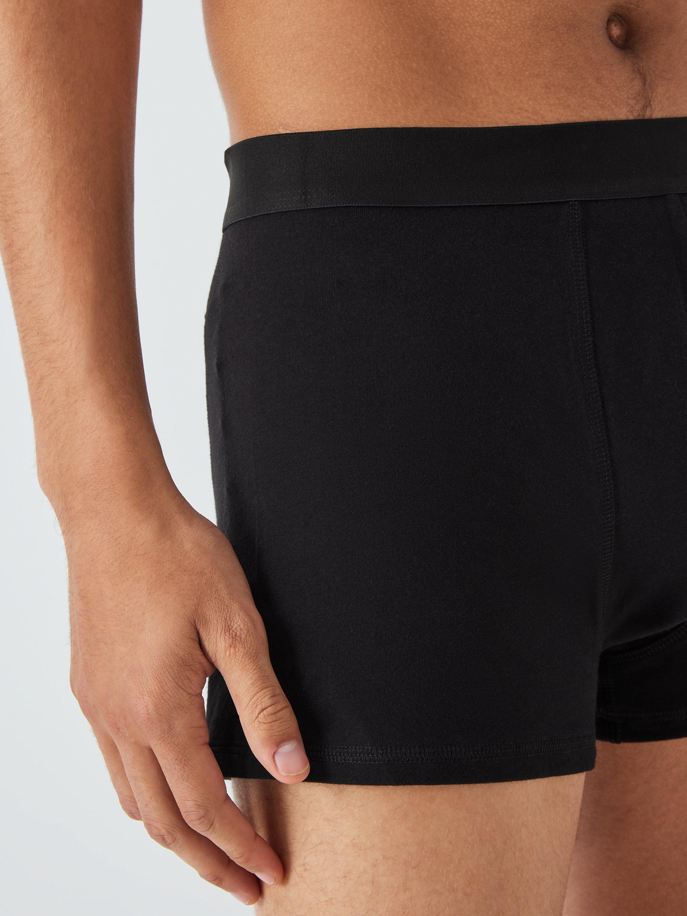 Product image 4 of 4, which shows John Lewis ANYDAY Stretch Cotton Trunks, Pack of 5, Black/Grey, M