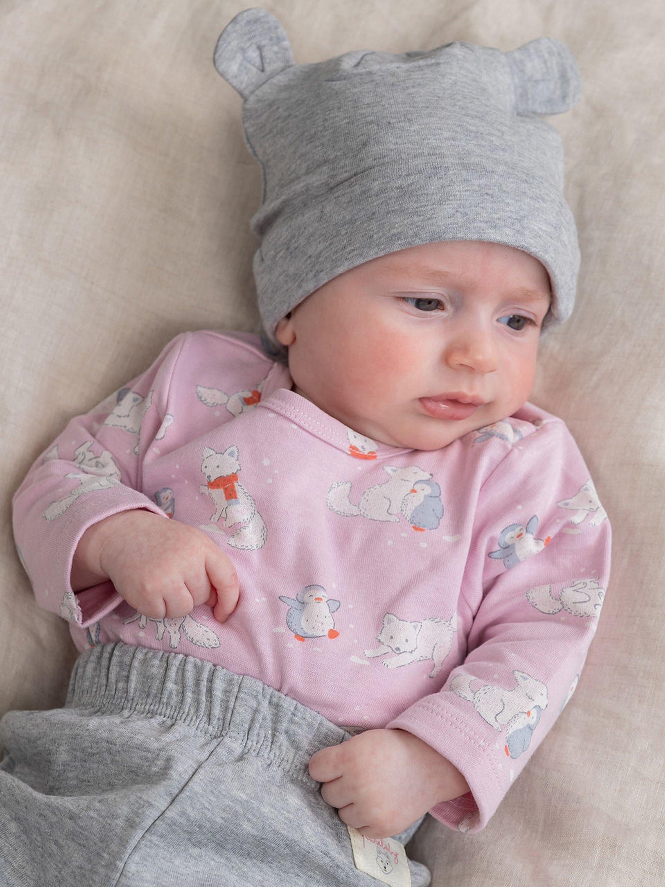 Purebaby Baby Frolicking Fox 3-Piece Set, Pink/Grey