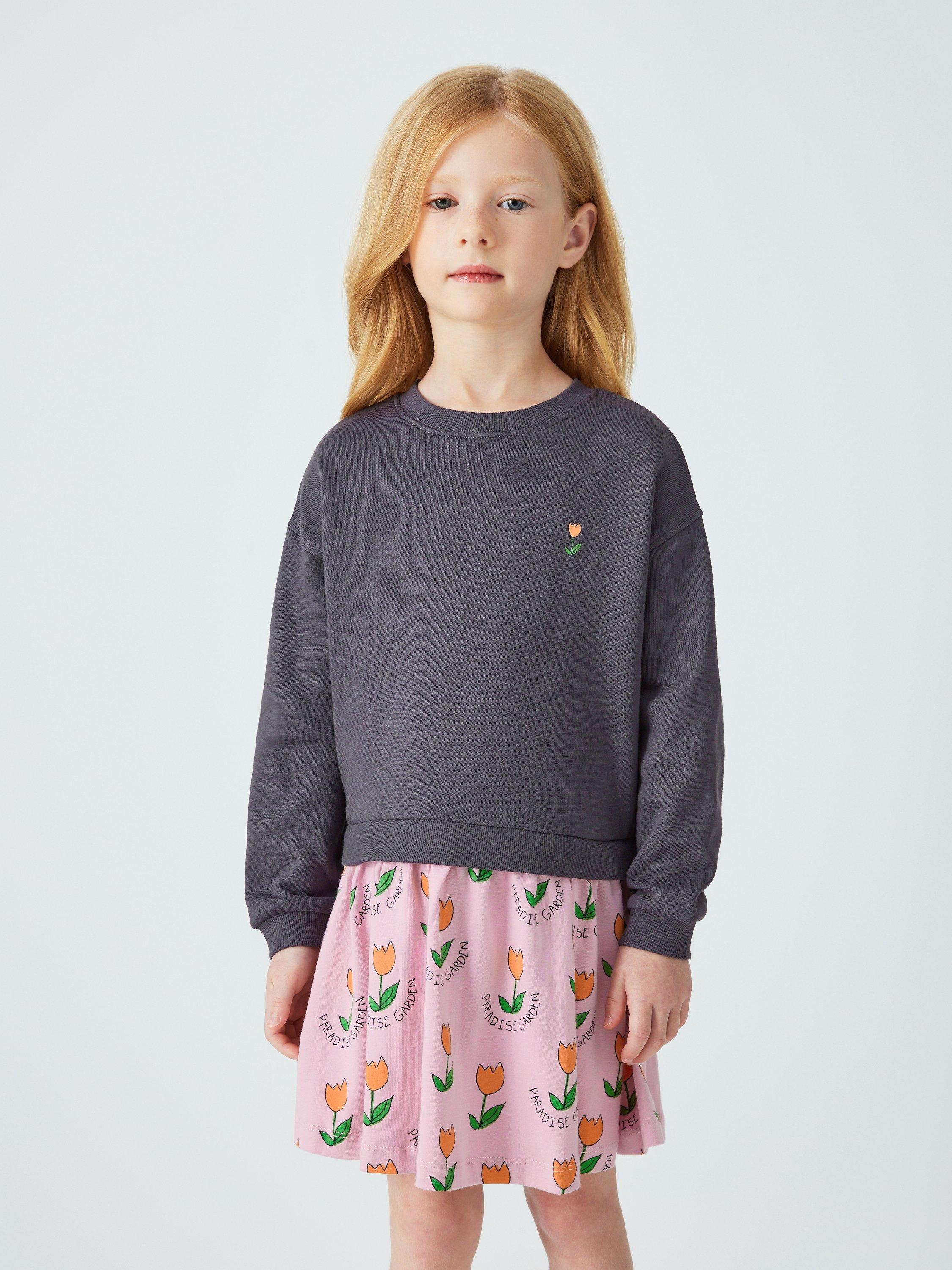 John Lewis ANYDAY Kids' Tulip Half & Half Dress, Nine Iron