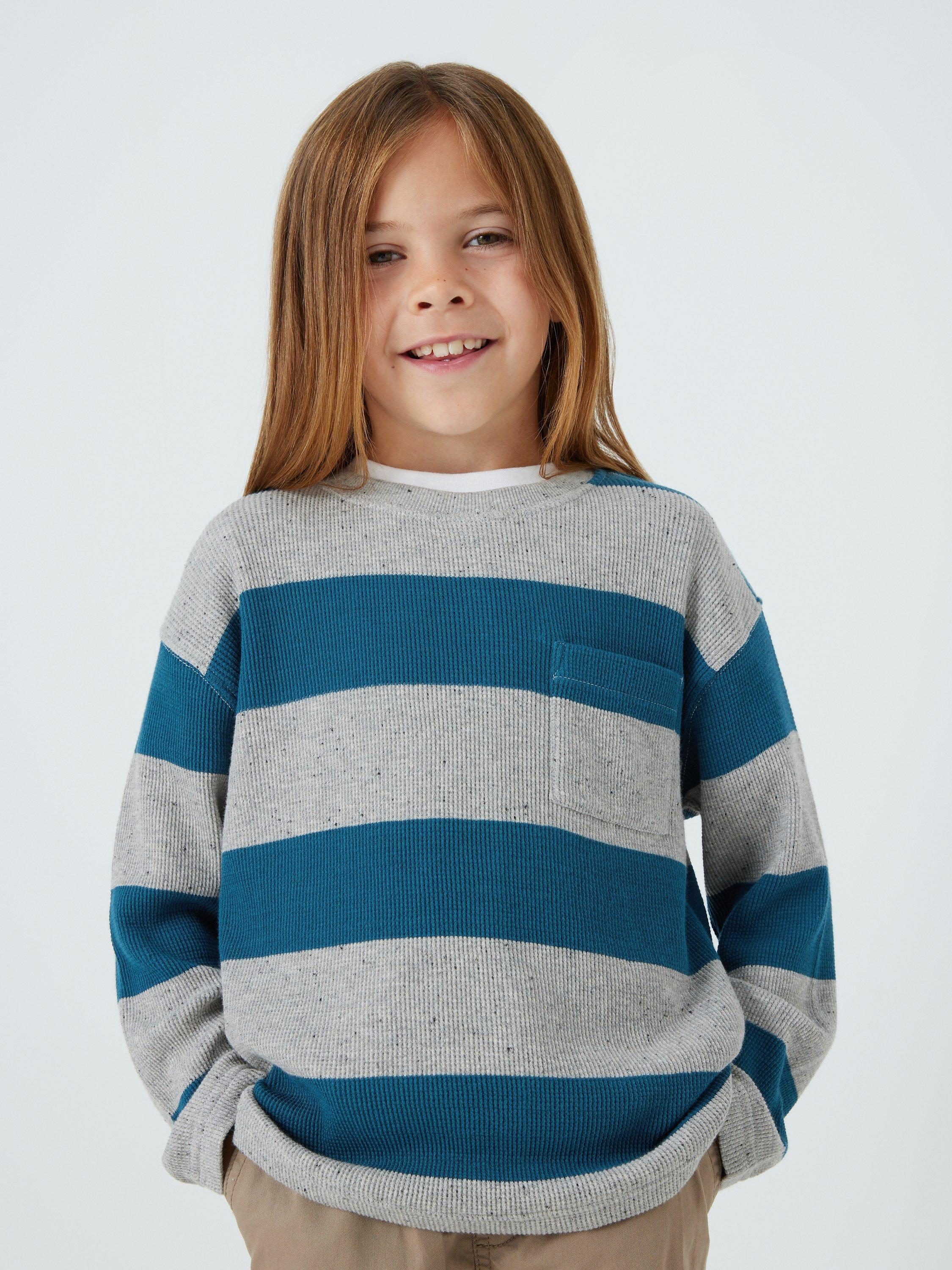 John Lewis Kids' Waffle Stitch Stripe Top