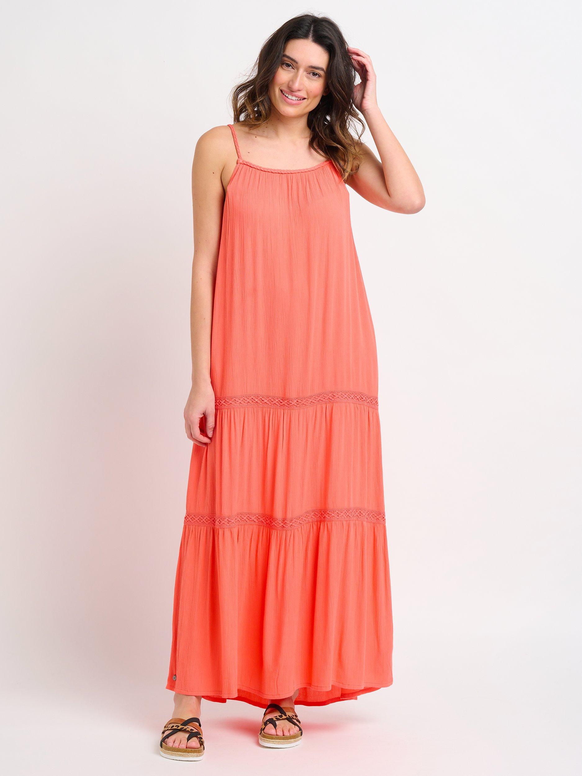Brakeburn Amara Tiered Maxi Dress, Coral