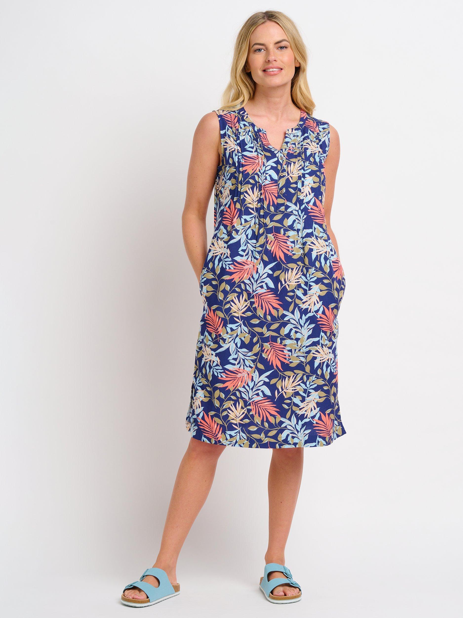 Brakeburn Trailing Tropics Pintuck Dress, Multi