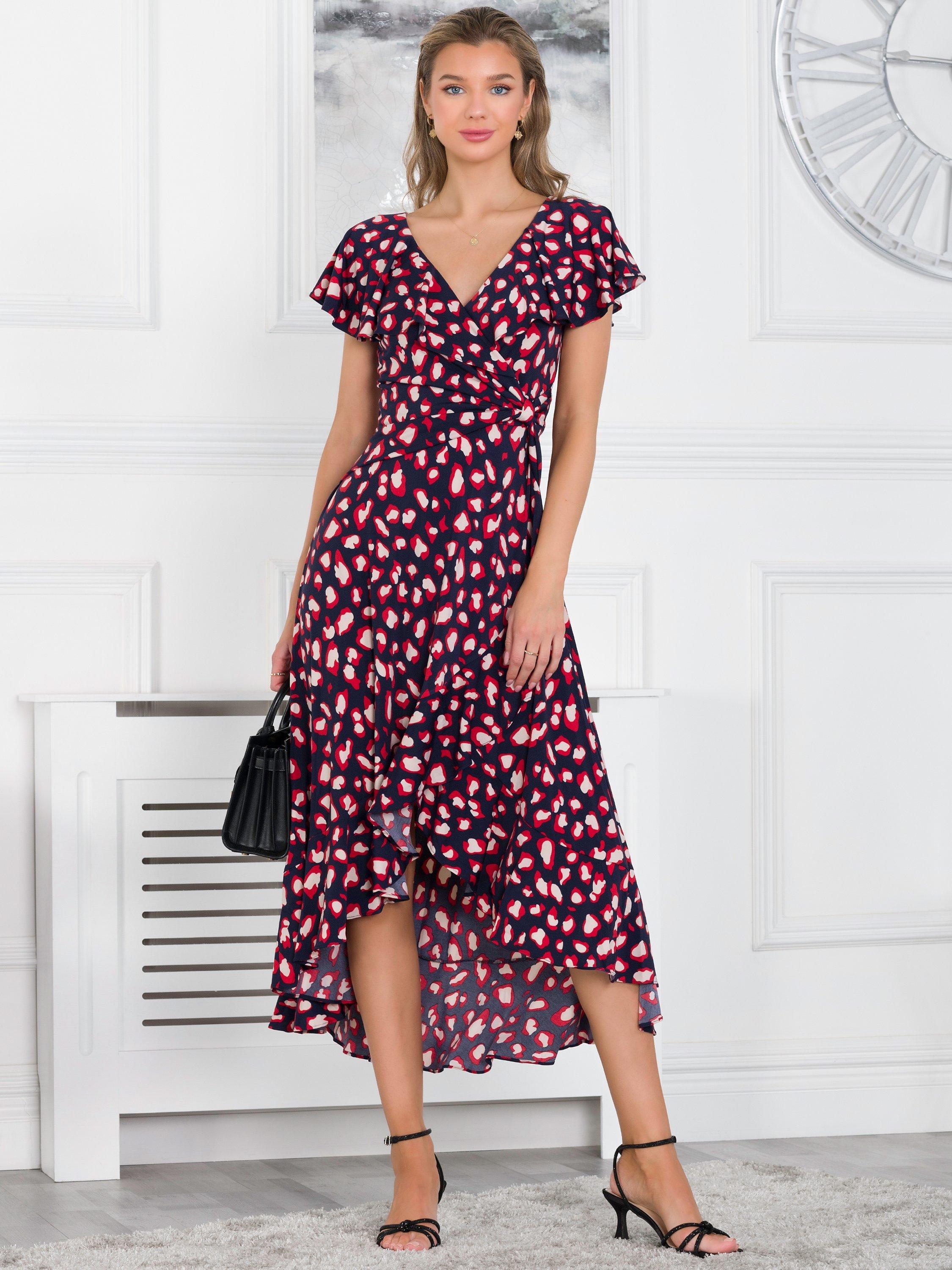 Jolie Moi Sylvie Riffle Midi Dress, Navy