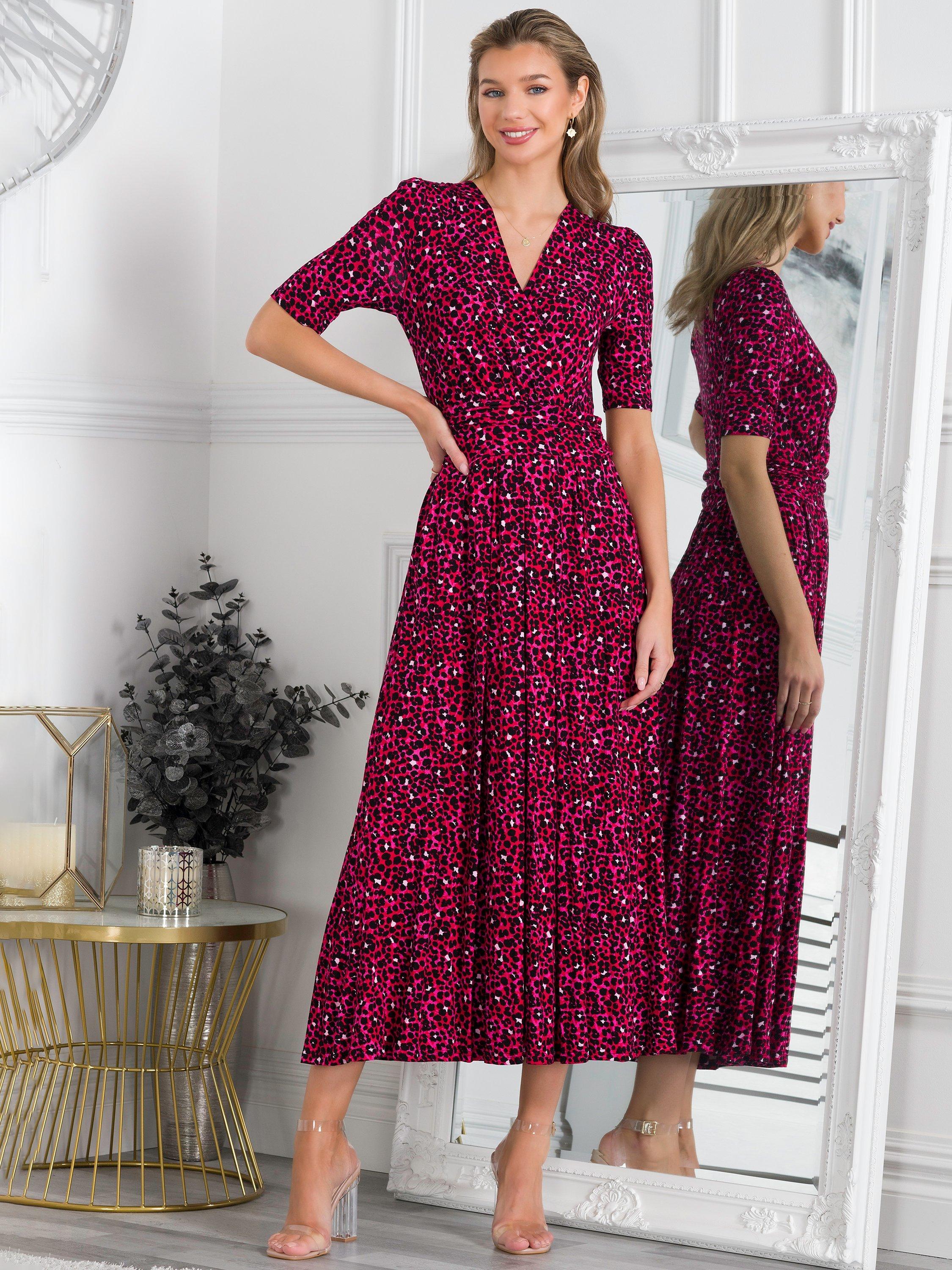 Jolie Moi Macara Printed Viscose Maxi Dress, Pink Animal