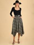 Jolie Moi Animal Print Hanky Skirt, Black Animal