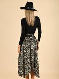 Jolie Moi Animal Print Hanky Skirt, Black Animal