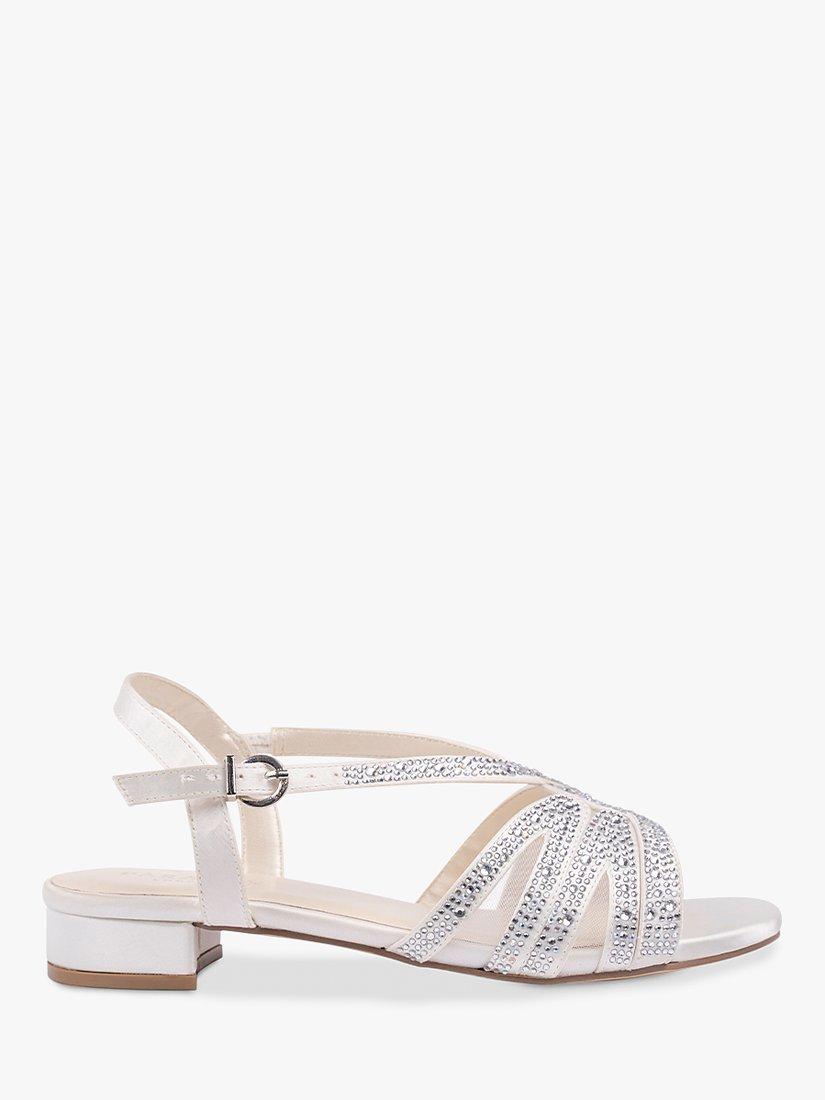 Product image 1 of 5, which shows Paradox London Quill Wide Fit Embellished Sandals, Ivory, 3W
