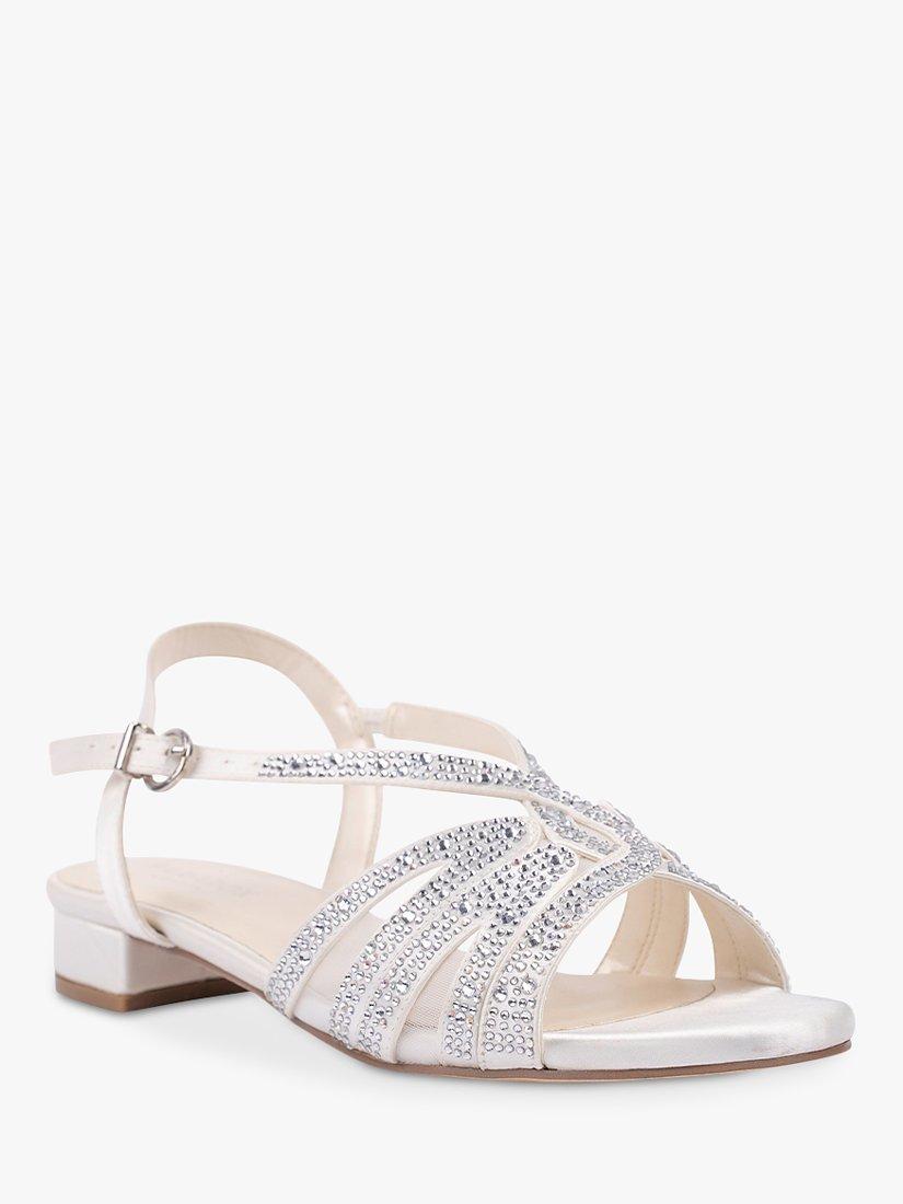 Product image 3 of 5, which shows Paradox London Quill Wide Fit Embellished Sandals, Ivory, 3W