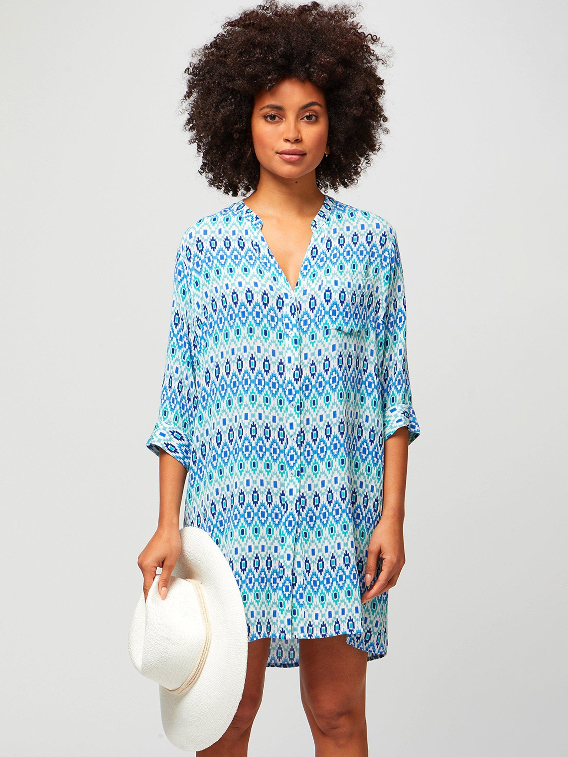 Product image 1 of 6, which shows Aspiga Mila Shirt Tunic, Aztec Turquoise, S