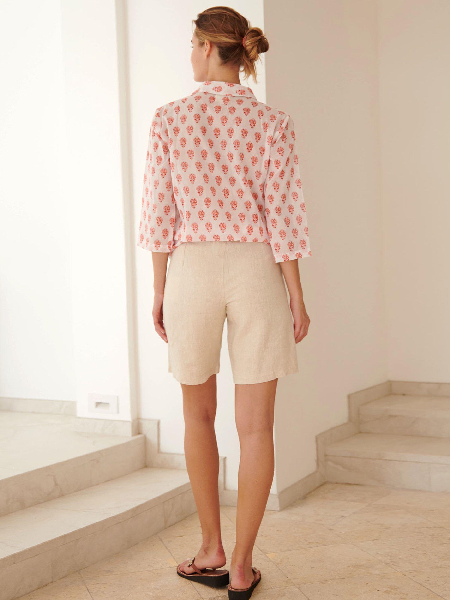 Product image 2 of 4, which shows Aspiga Cecilia Floral Blouse, Pineapple White/Red, L