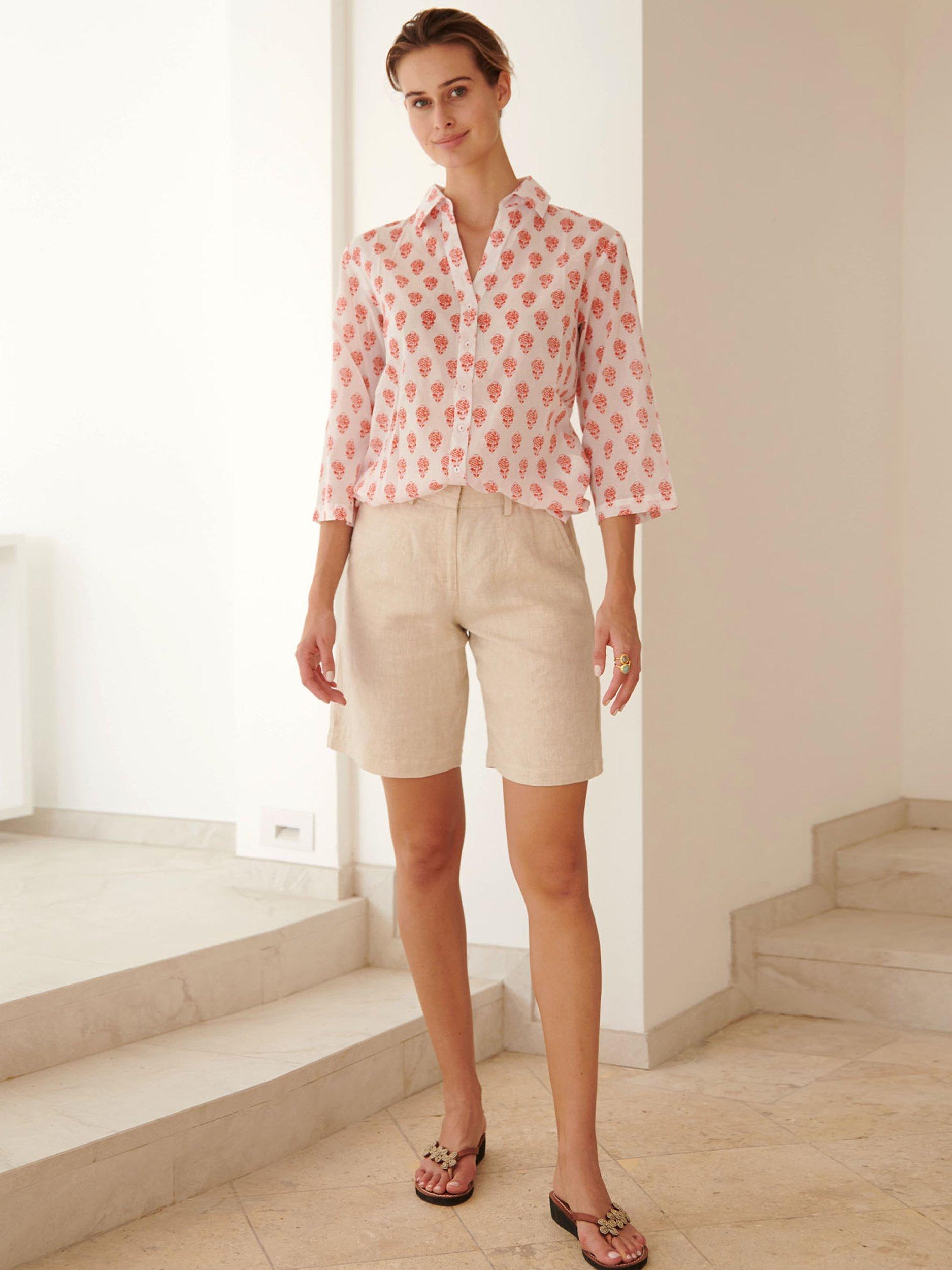 Product image 4 of 4, which shows Aspiga Cecilia Floral Blouse, Pineapple White/Red, L