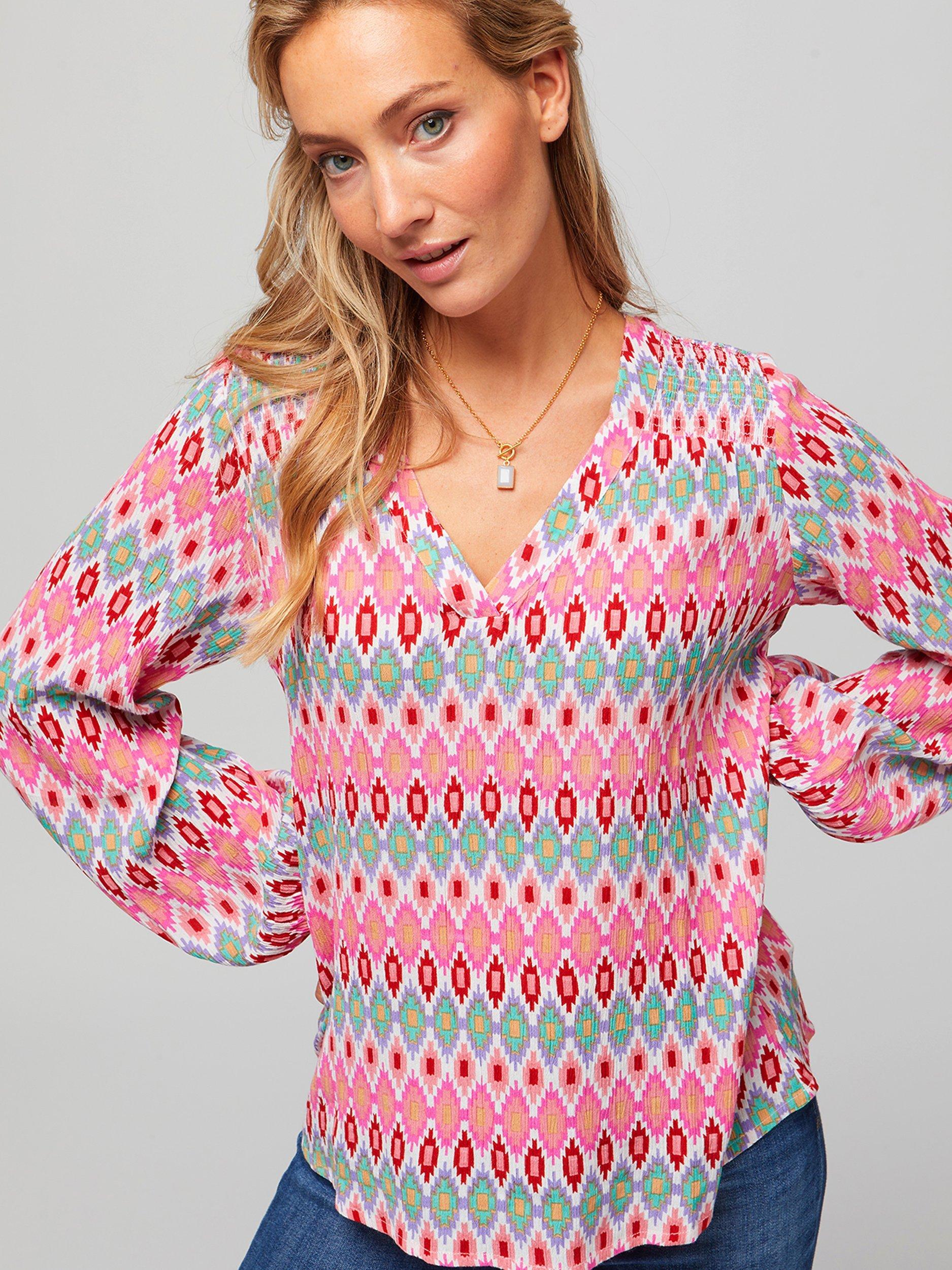 Aspiga Clea V-Neck Blouse, Aztec Red