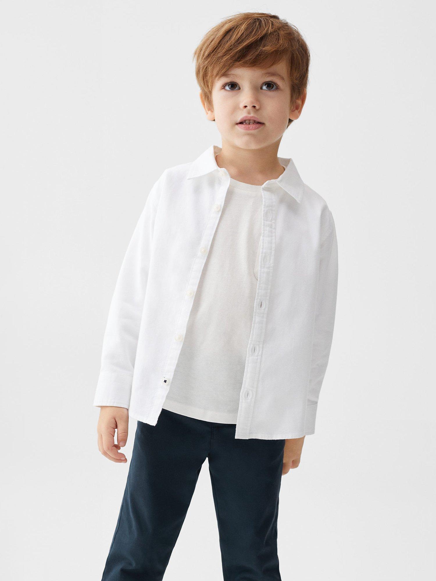 Mango Baby Regular Fit Cotton Oxford Shirt, White
