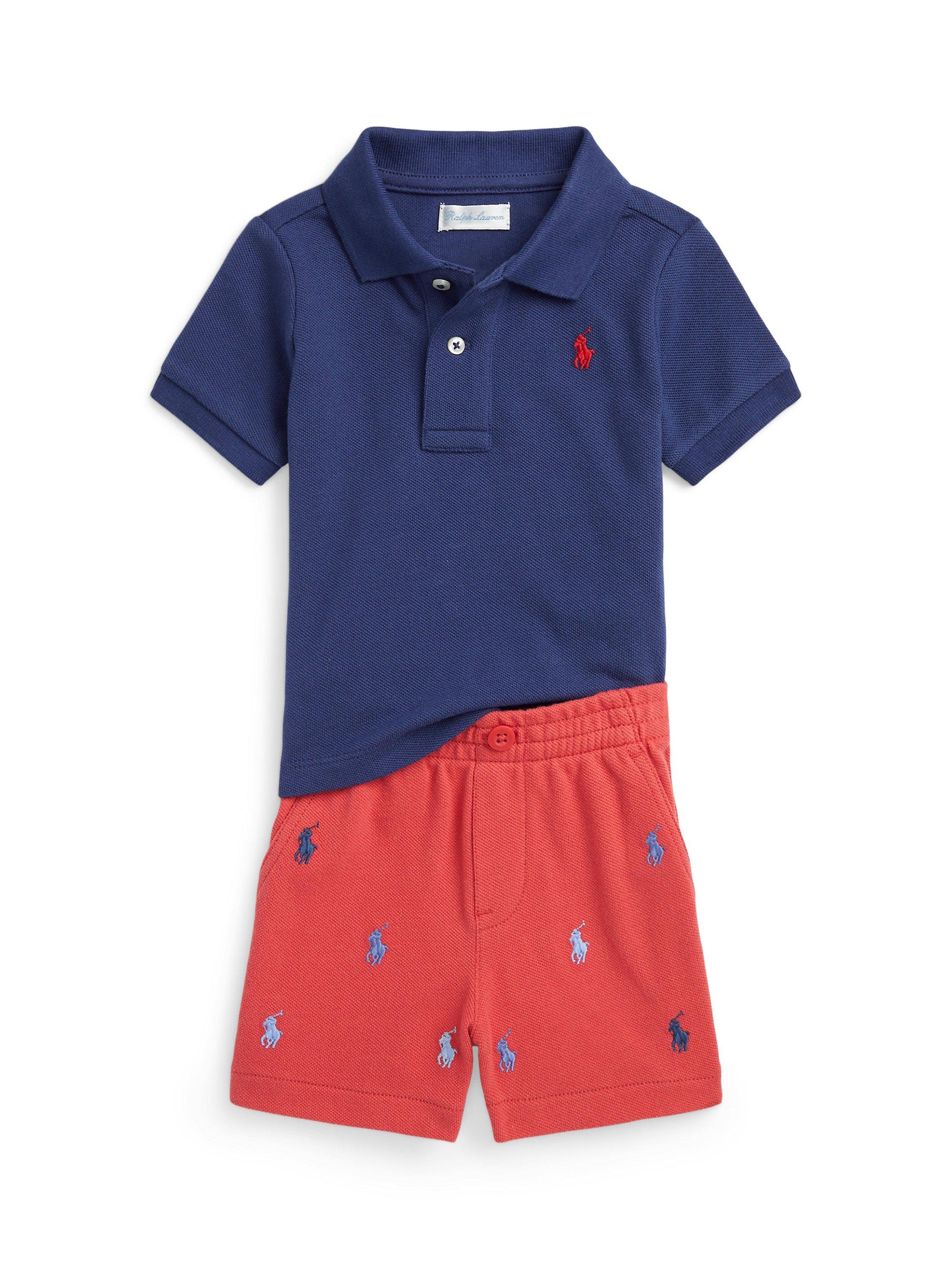 Ralph Lauren Baby Logo Polo Shirt & Shorts Set, Freshwater