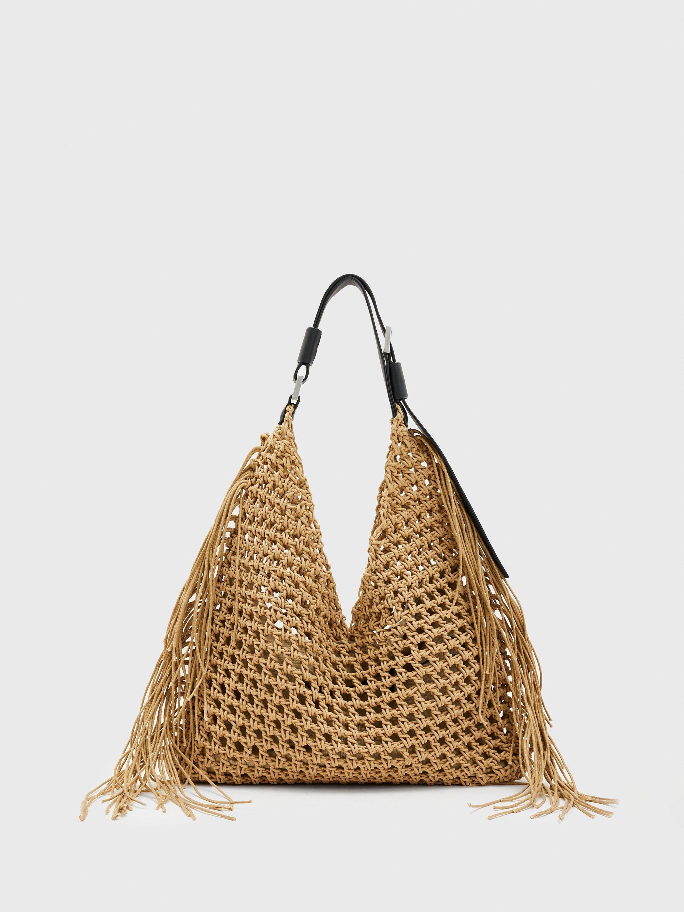 AllSaints Sabine Macrame Crochet Handbag, Almond
