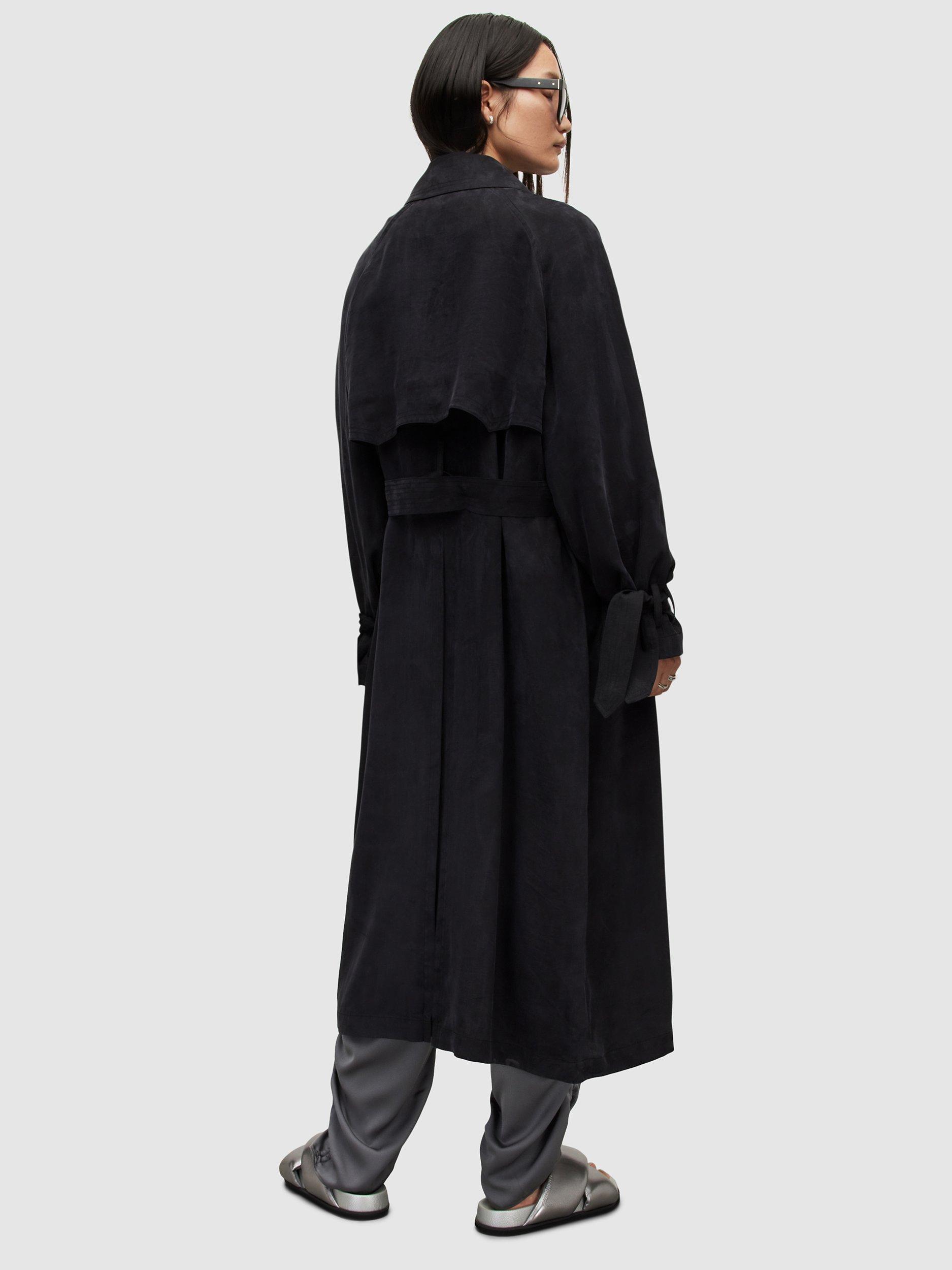 Product image 2 of 10, which shows AllSaints Kikki Trench Coat, Black, XS